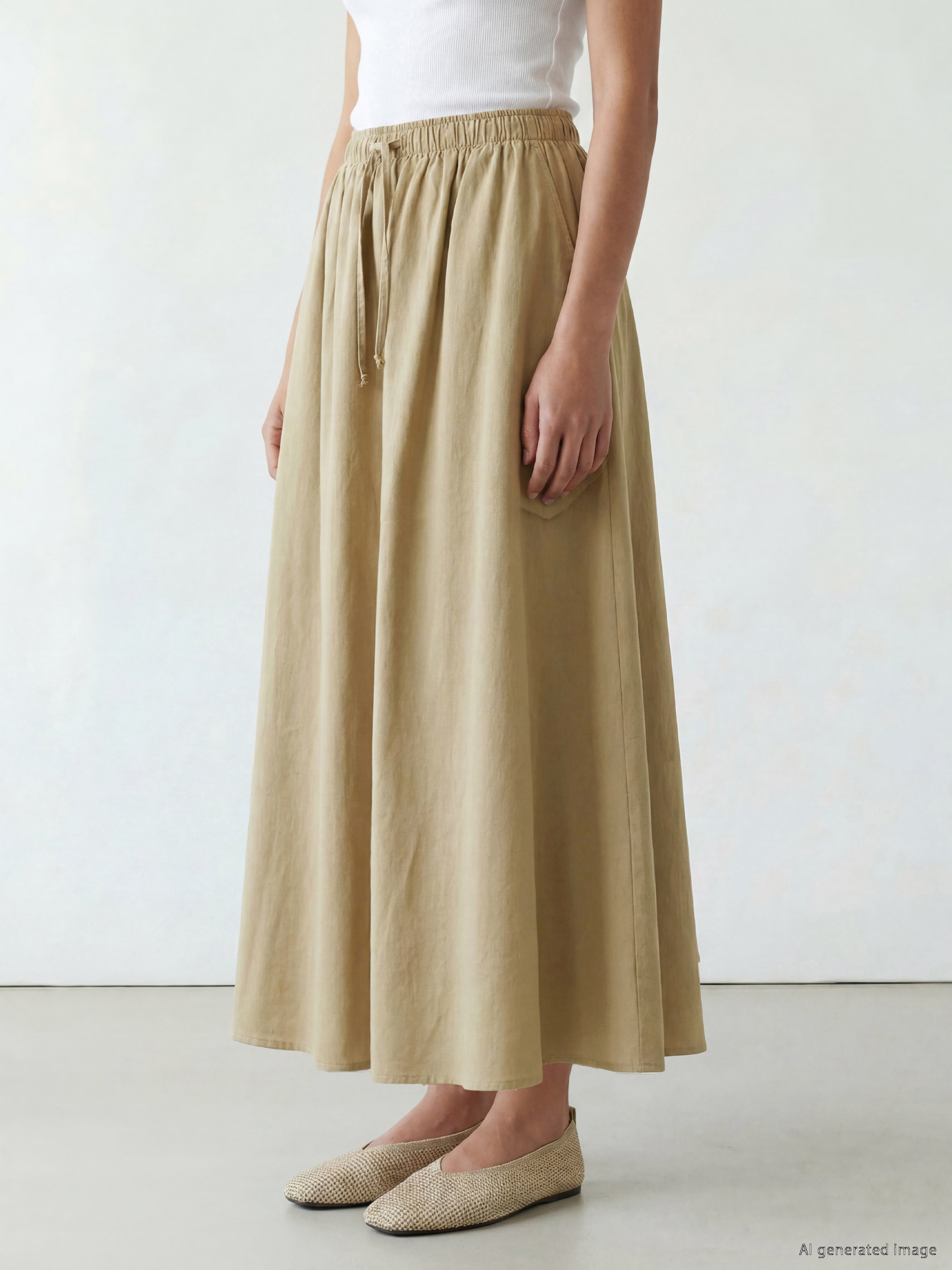 LCW Modest Beli Lastikli Büzgülü Kloş Etek görsel 3