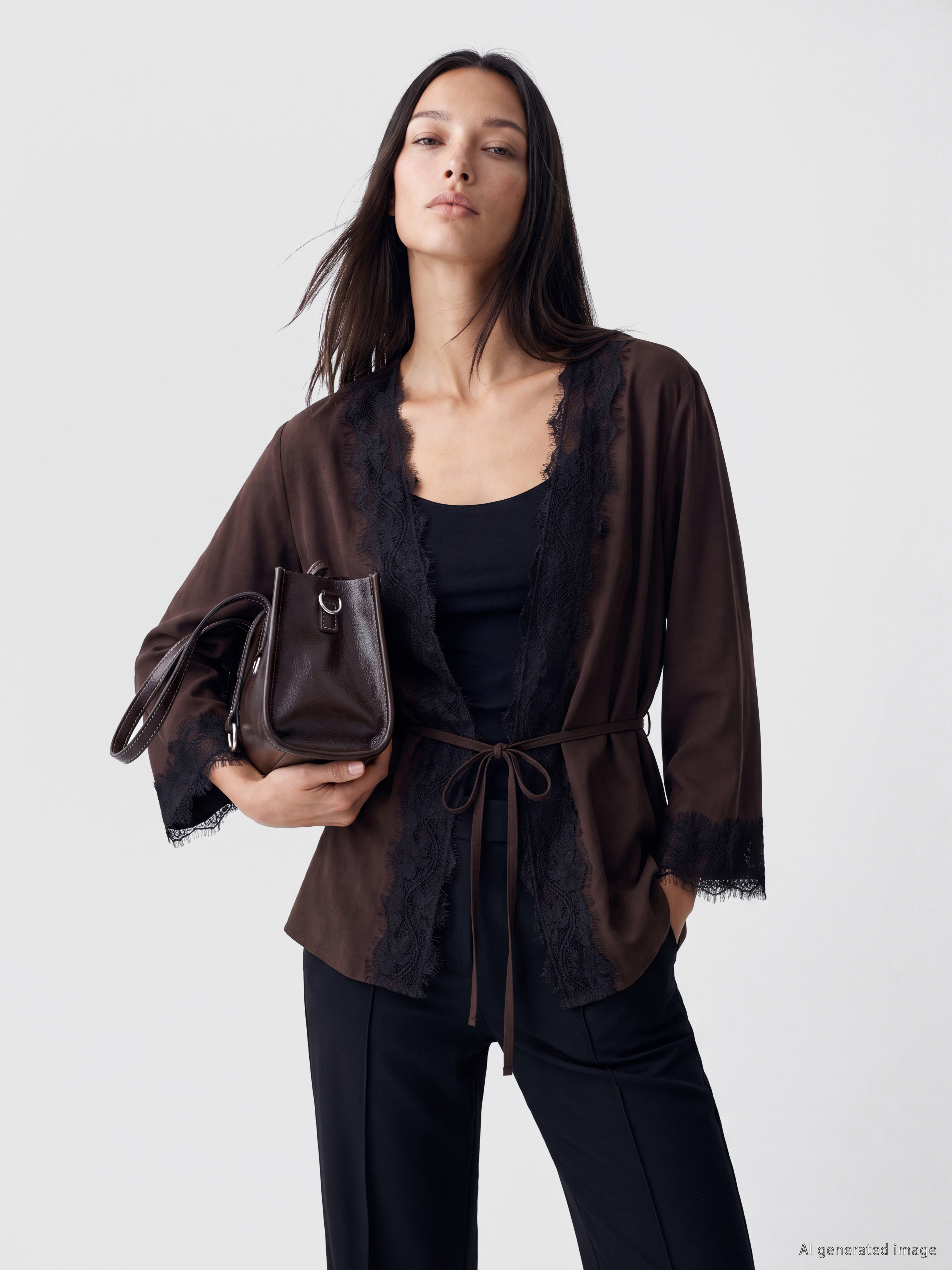 LCW STUDIO Dantel Detaylı Modal Karışımlı Kadın Kimono