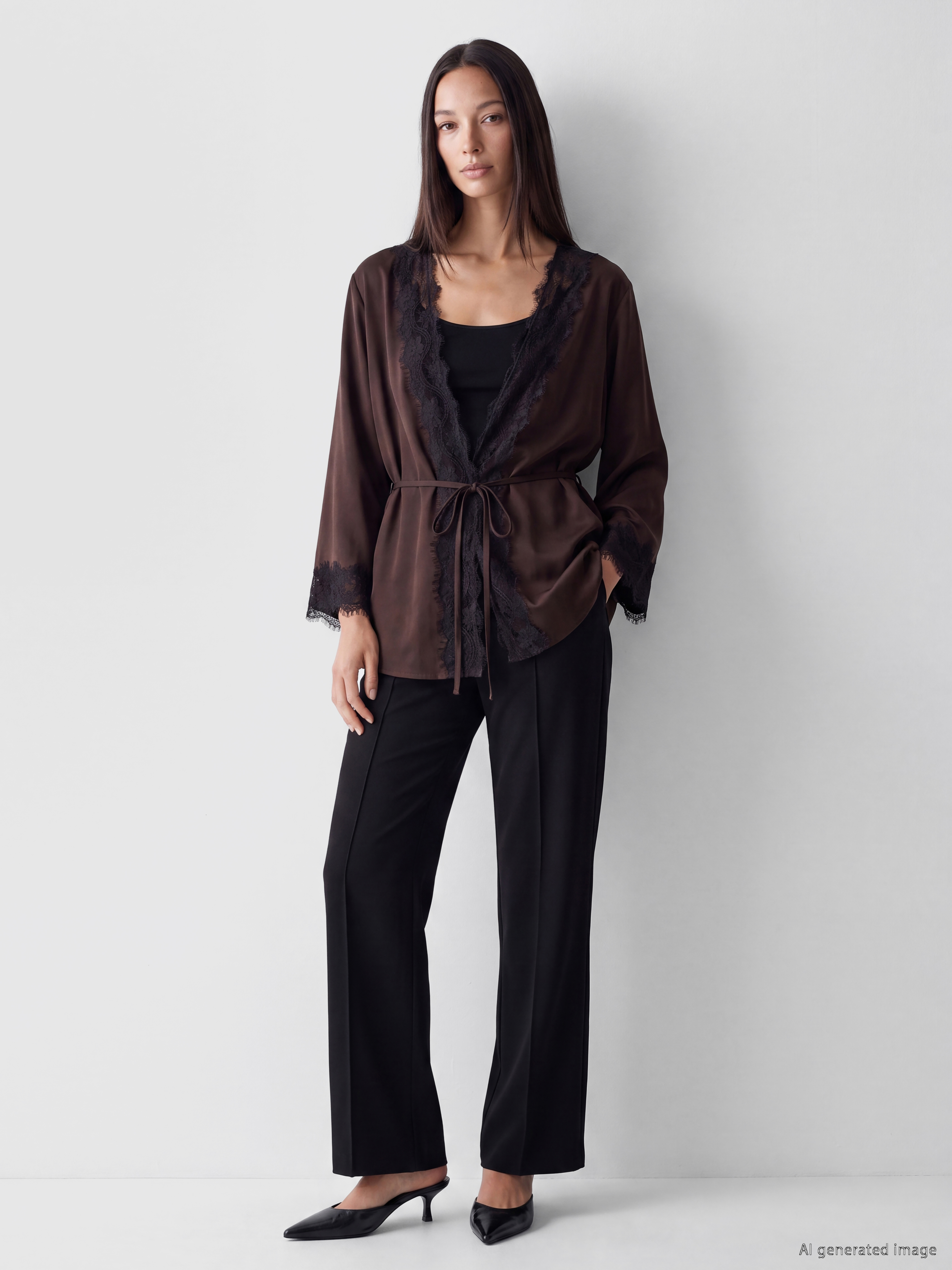LCW STUDIO Dantel Detaylı Modal Karışımlı Kadın Kimono görsel 2