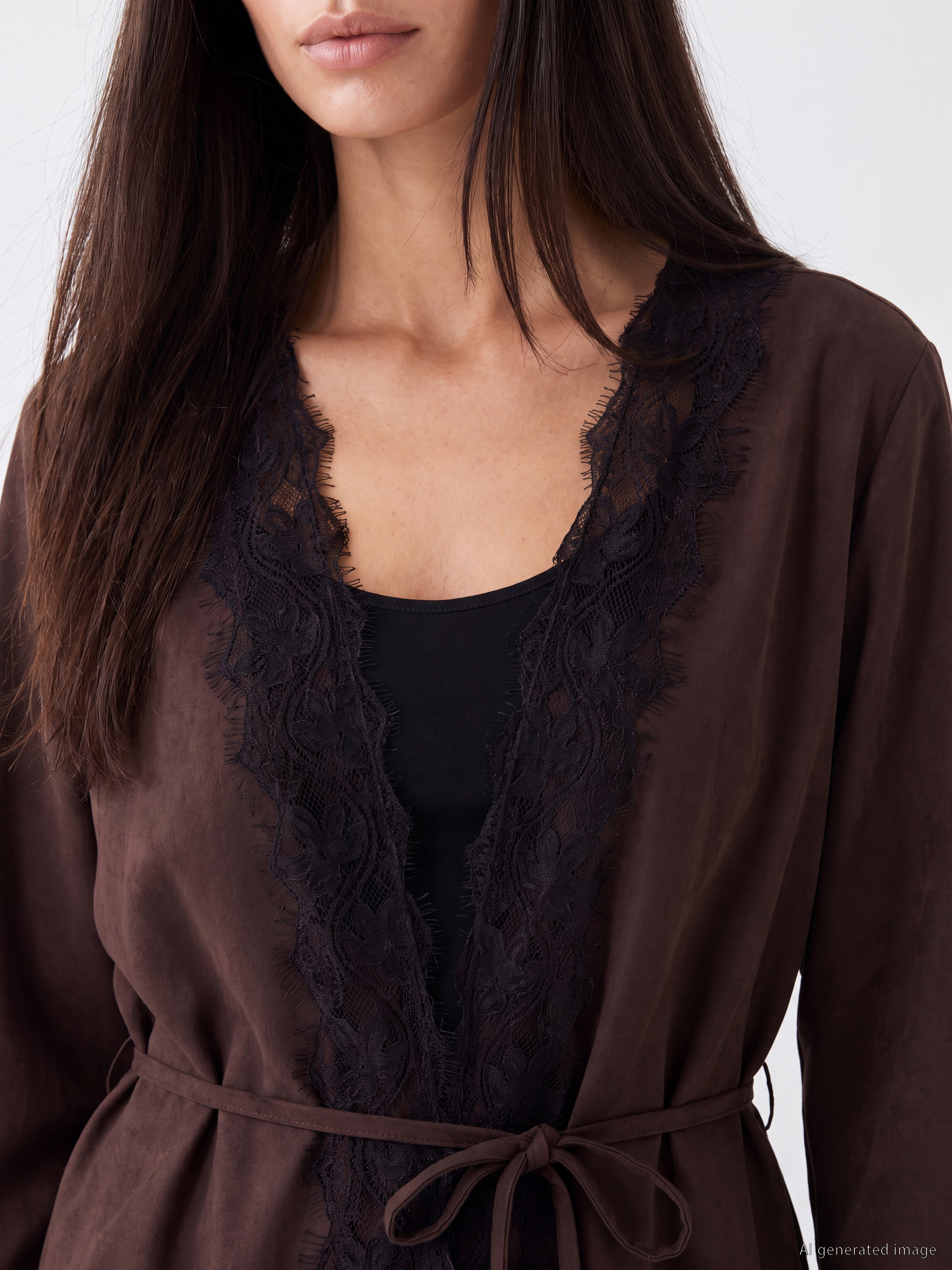 LCW STUDIO Dantel Detaylı Modal Karışımlı Kadın Kimono görsel 3
