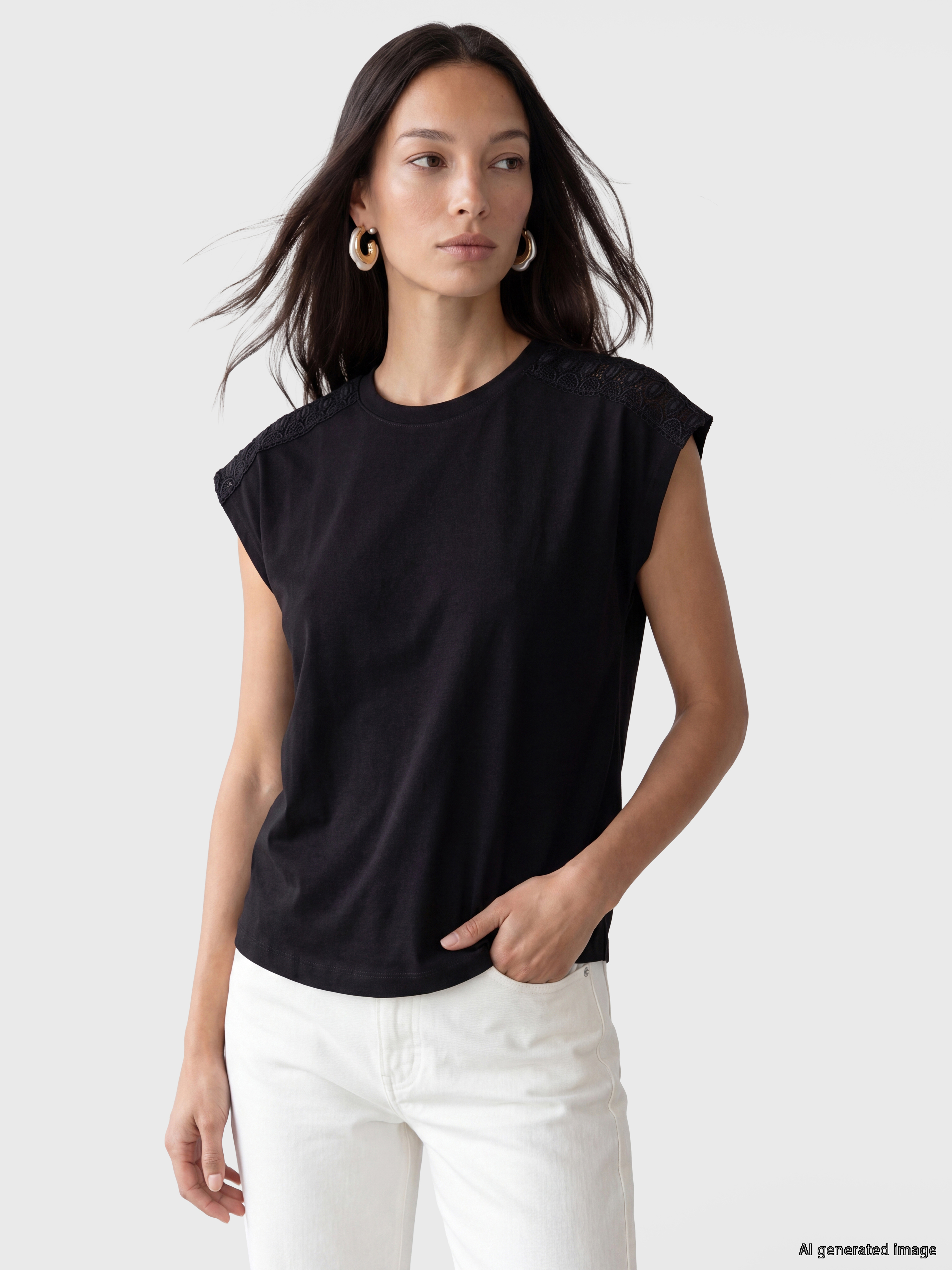 LCW EVERYDAY Bisiklet Yaka Dantel Detaylı Bluz