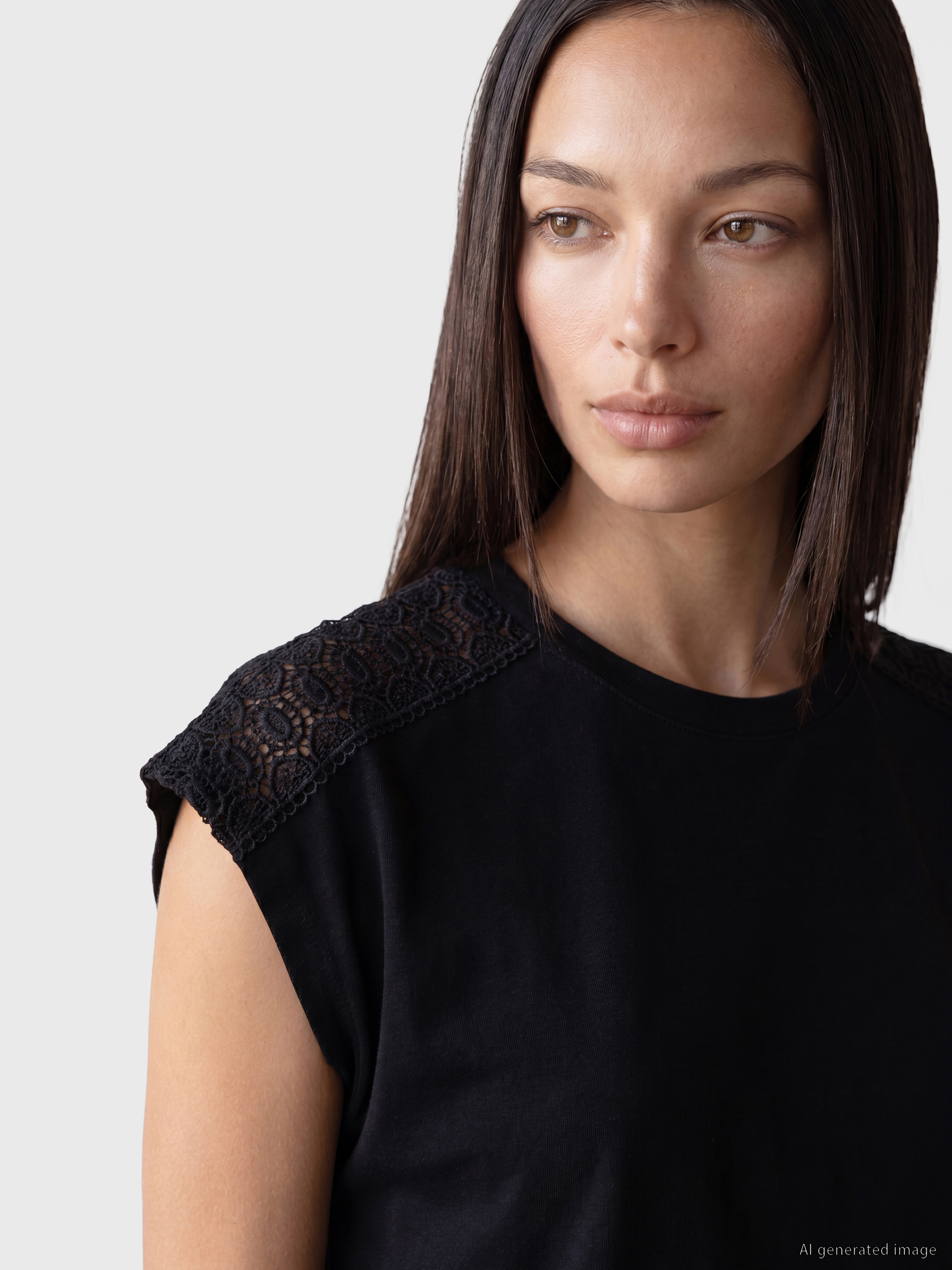 LCW EVERYDAY Bisiklet Yaka Dantel Detaylı Bluz görsel 3