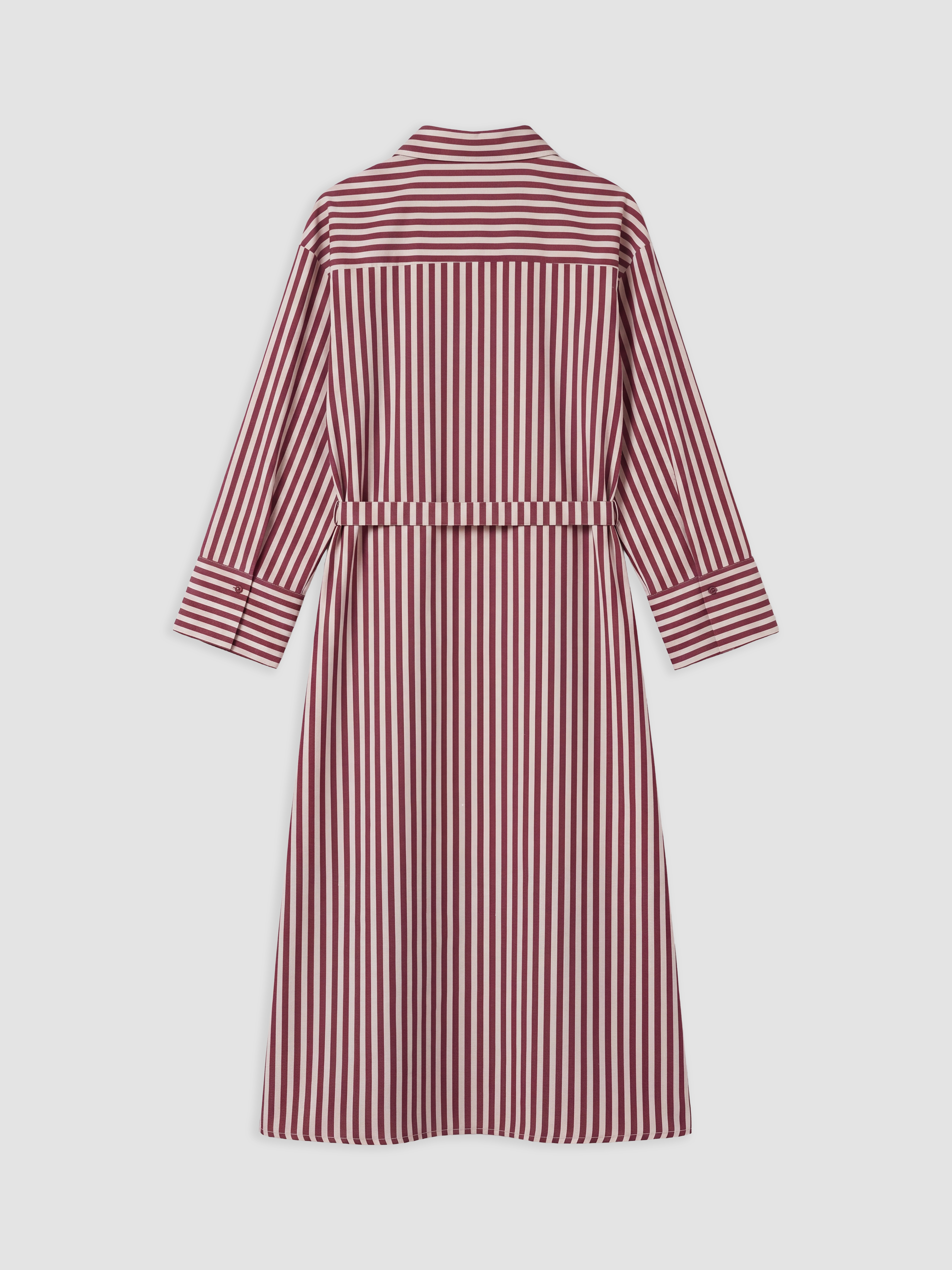 LCW Modest Beli Kuşaklı Çizgili Gömlek Elbise görsel 6
