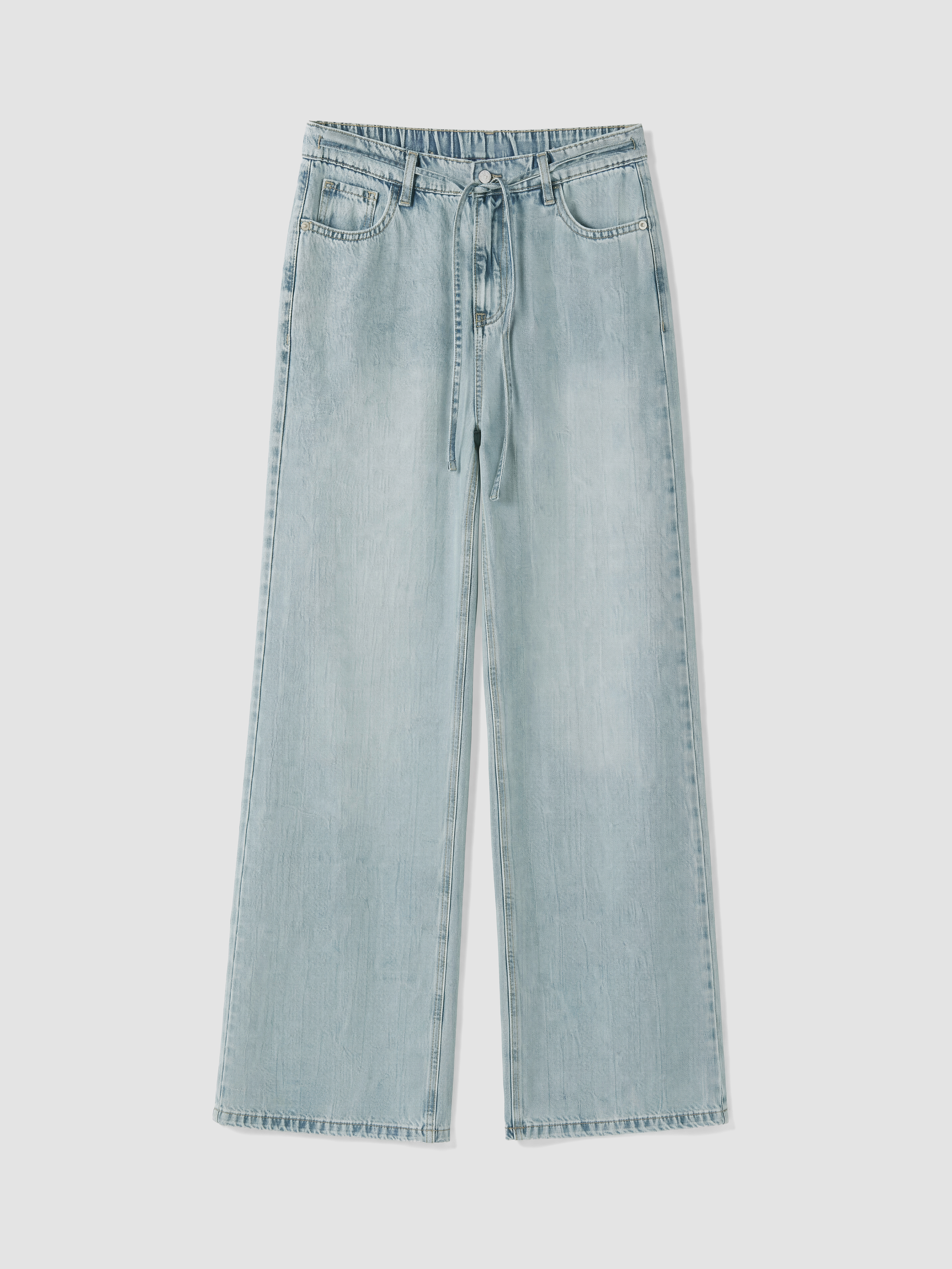 LCW Jeans Beli Lastikli Wideleg Kadın Jean Pantolon görsel 5