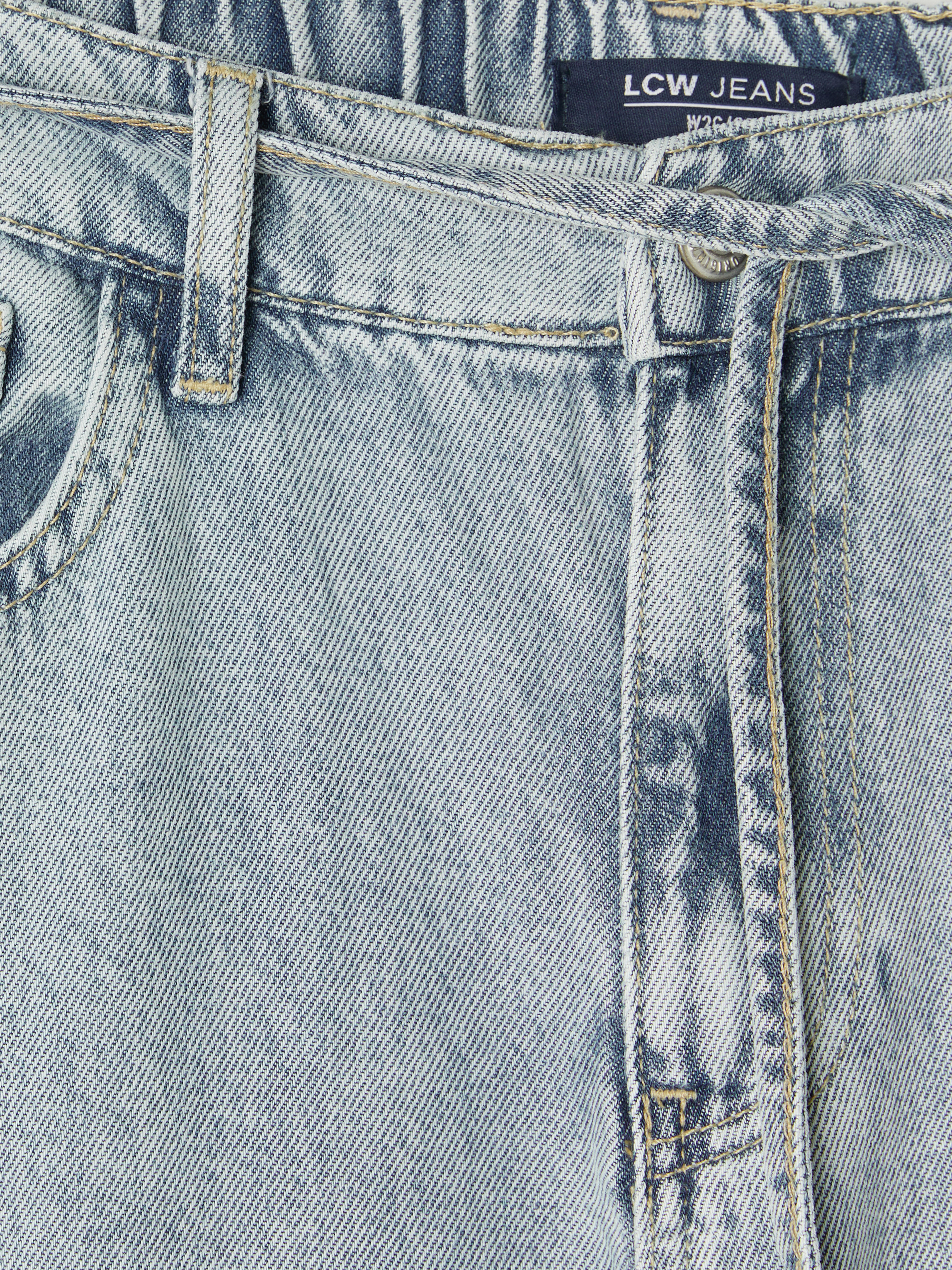 LCW Jeans Beli Lastikli Wideleg Kadın Jean Pantolon görsel 6