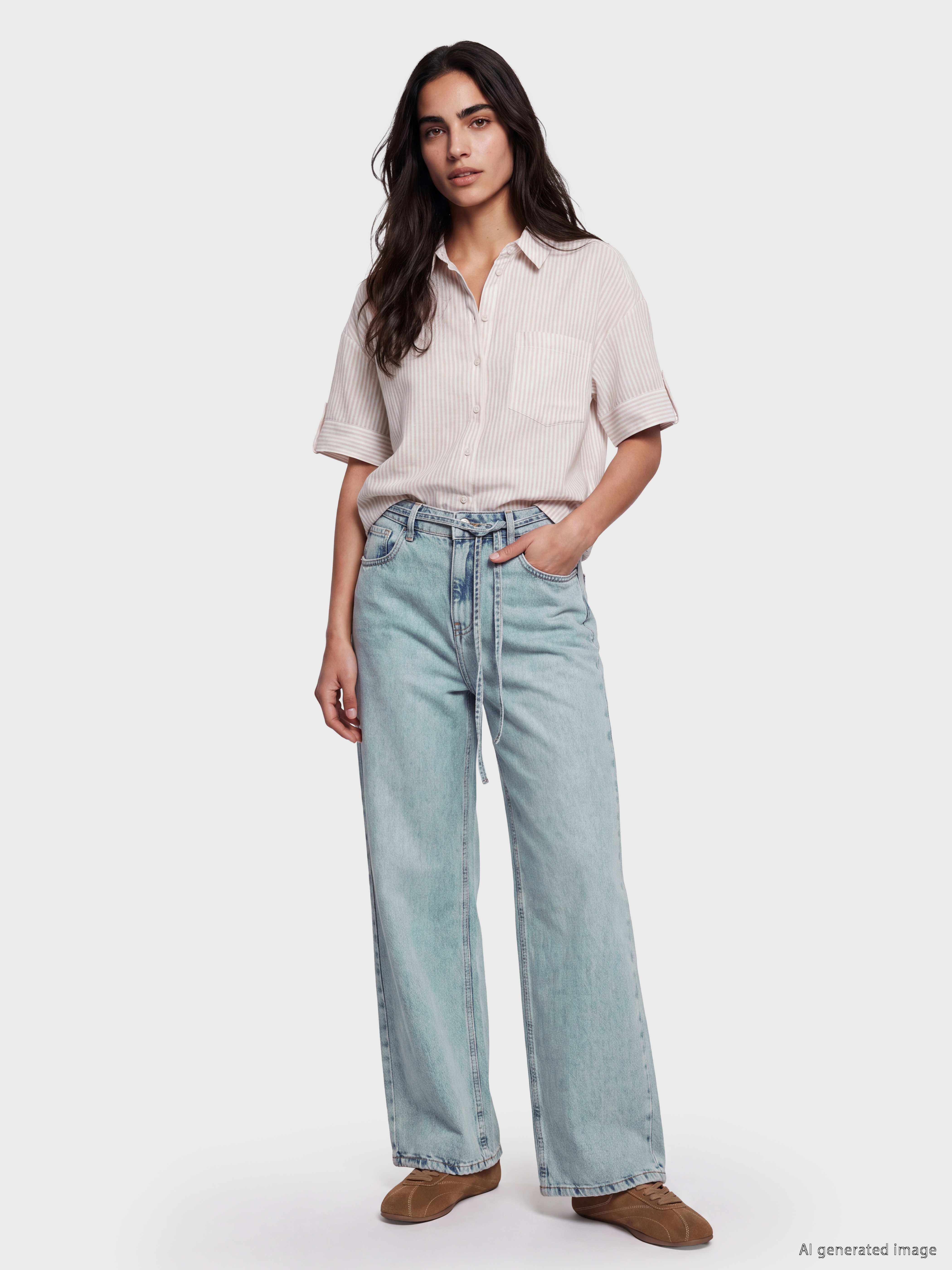 LCW Jeans Beli Lastikli Wideleg Kadın Jean Pantolon