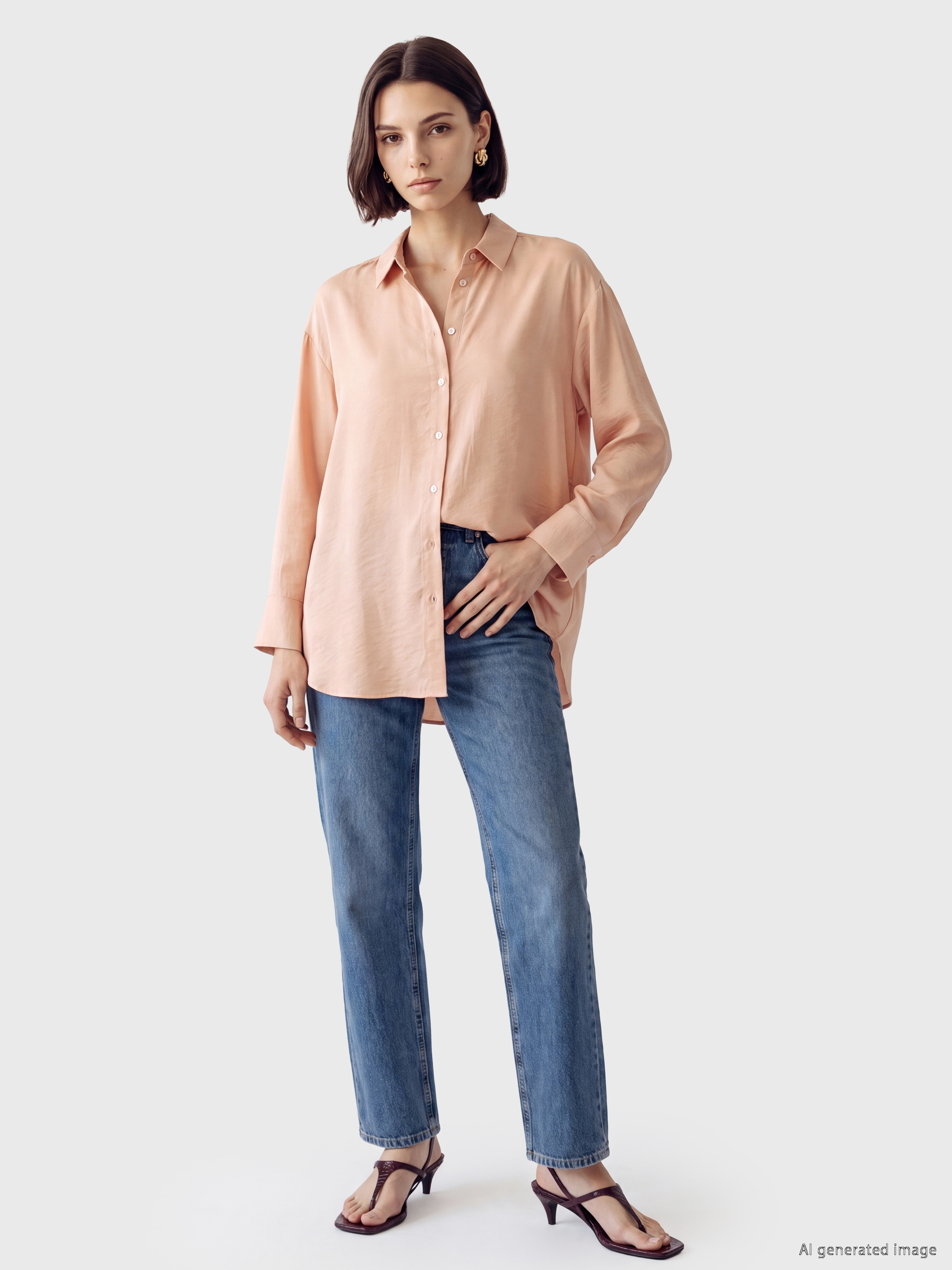 LCW Modest Oversize Kadın Gömlek Tunik görsel 2