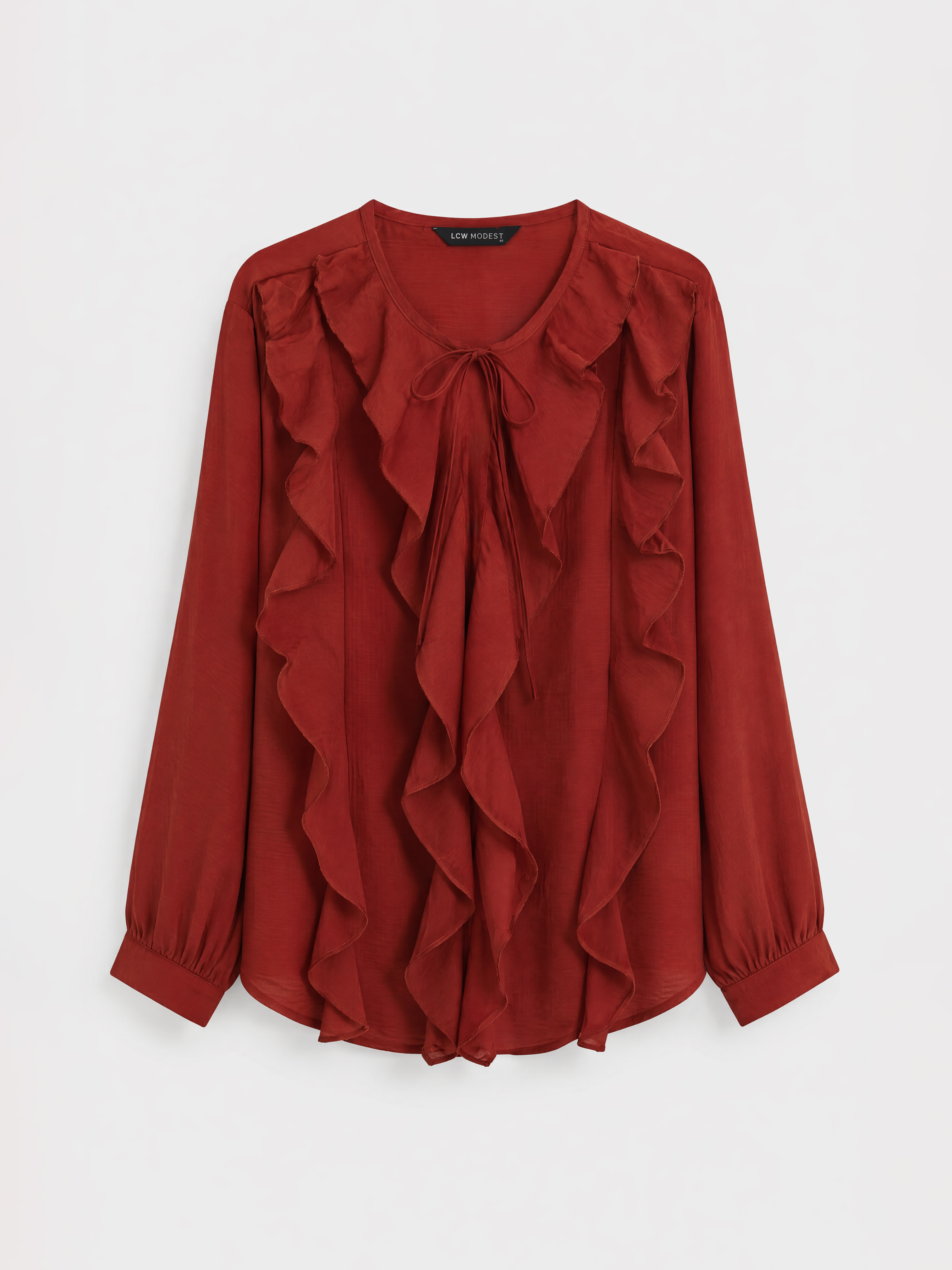 LCW Modest Bağlamalı Yaka Fırfırlı Bluz görsel 5