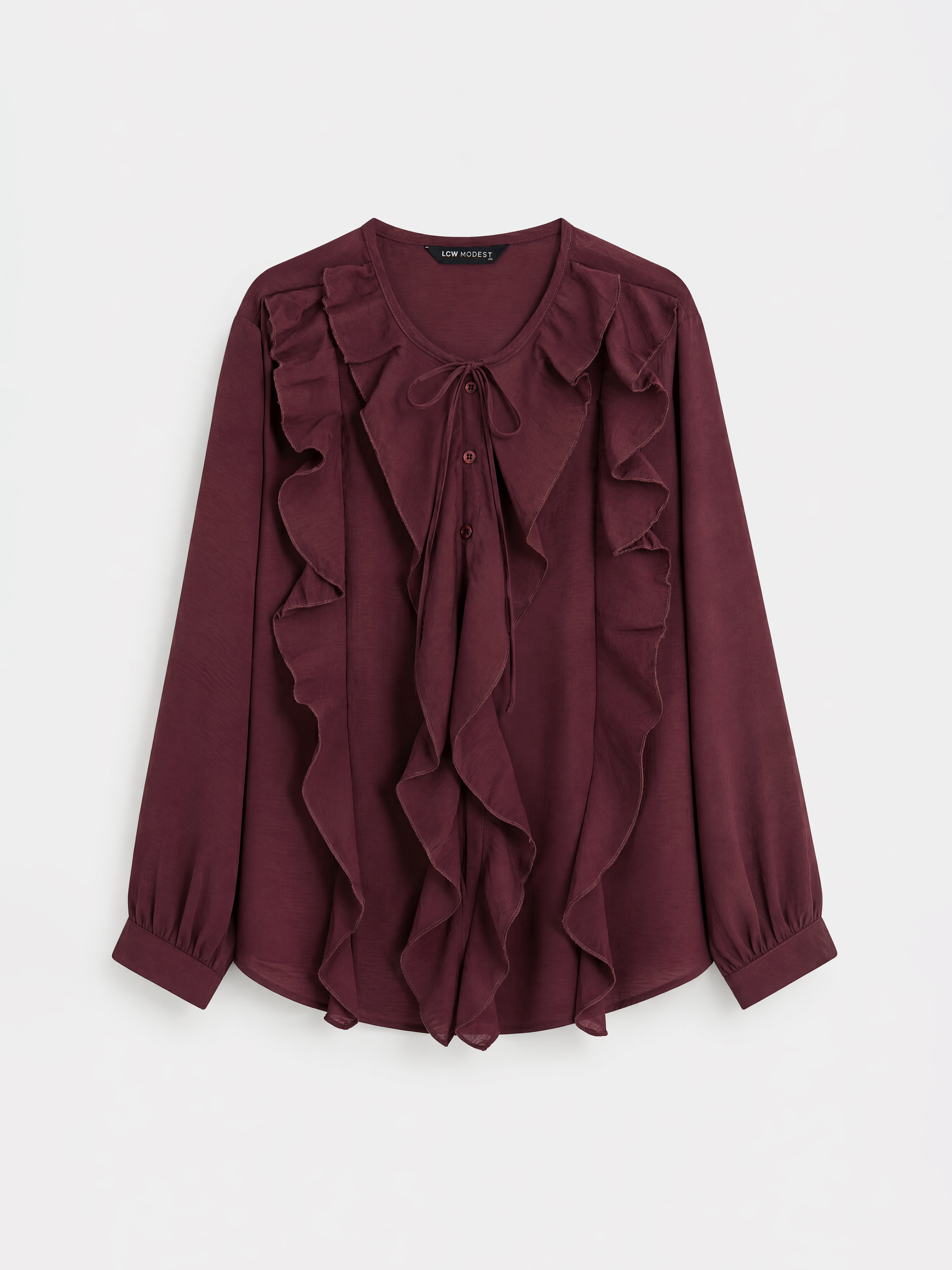 LCW Modest Bağlamalı Yaka Fırfırlı Bluz görsel 5