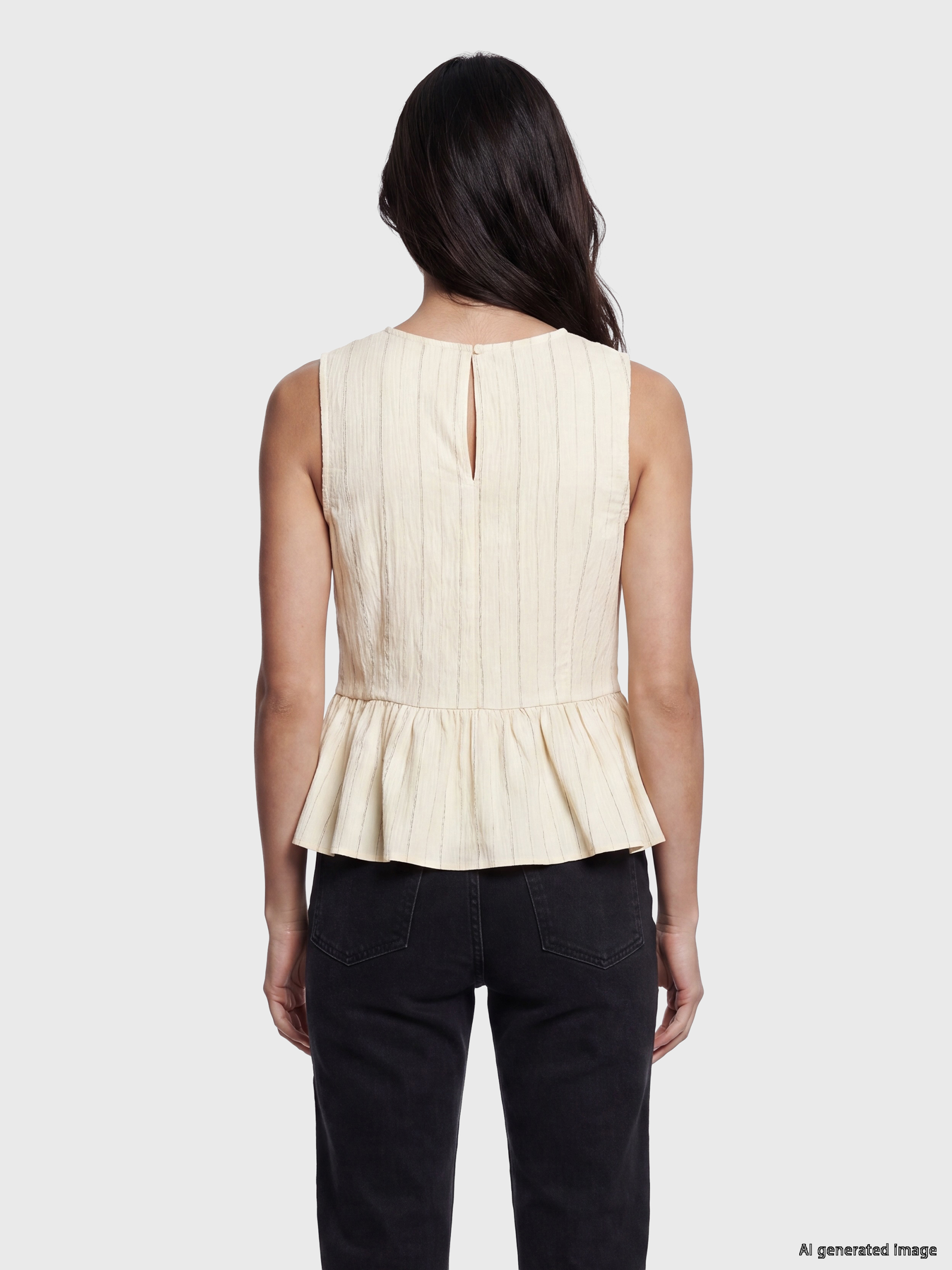 LCW Vision Çizgili Modal Karışımlı Peplum Bluz görsel 4