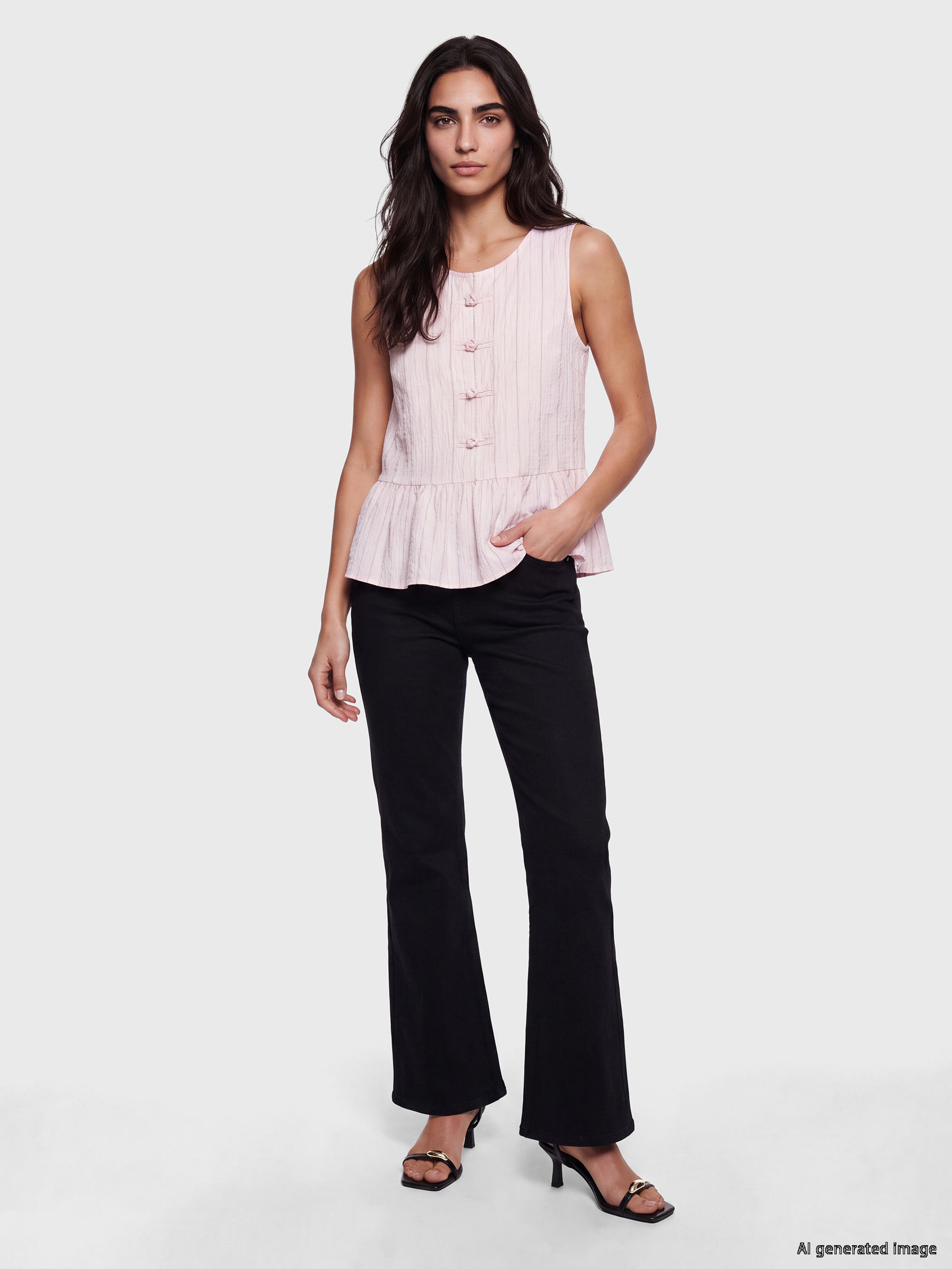 LCW Vision Çizgili Modal Karışımlı Peplum Bluz görsel 2