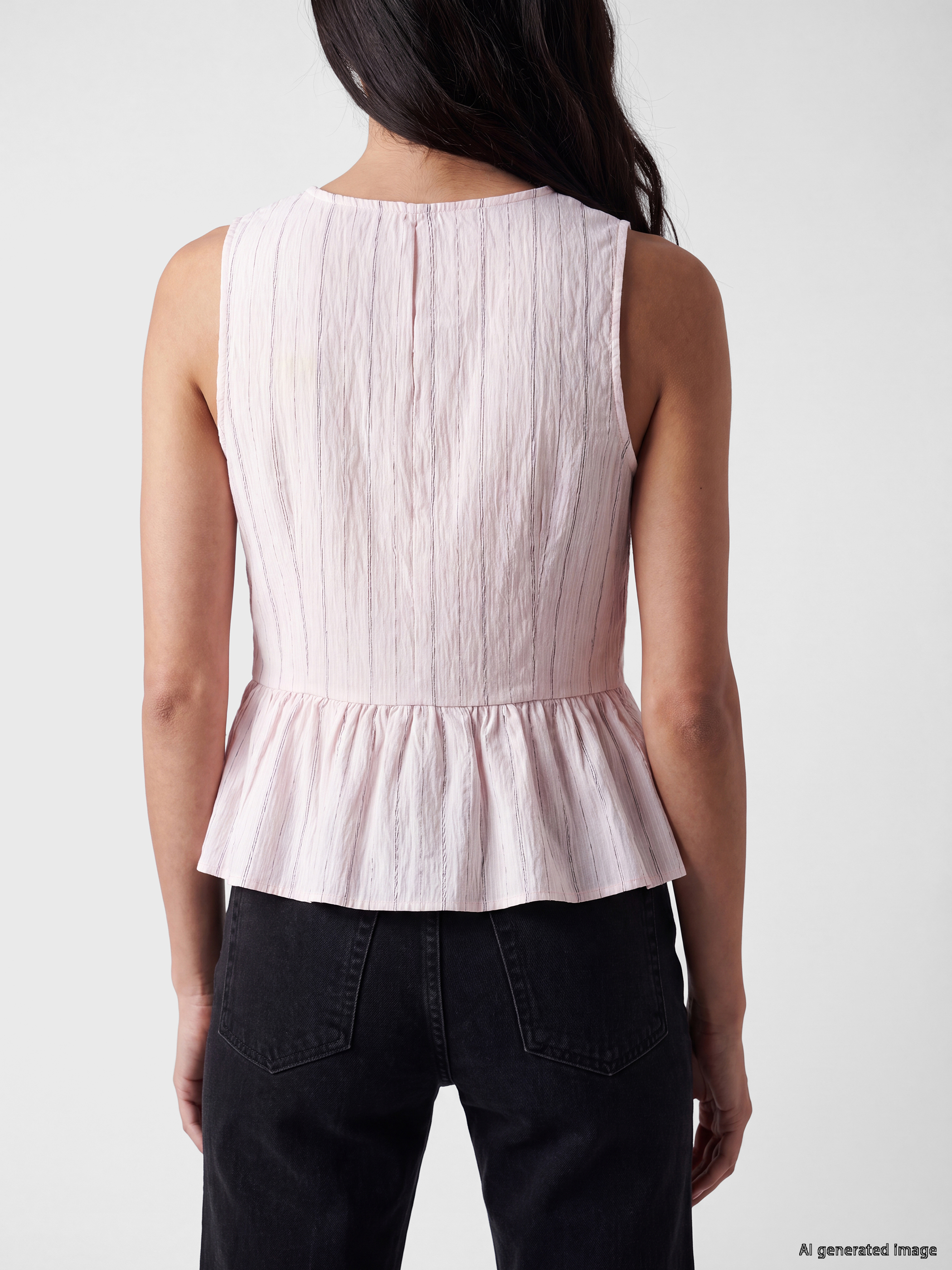 LCW Vision Çizgili Modal Karışımlı Peplum Bluz görsel 4