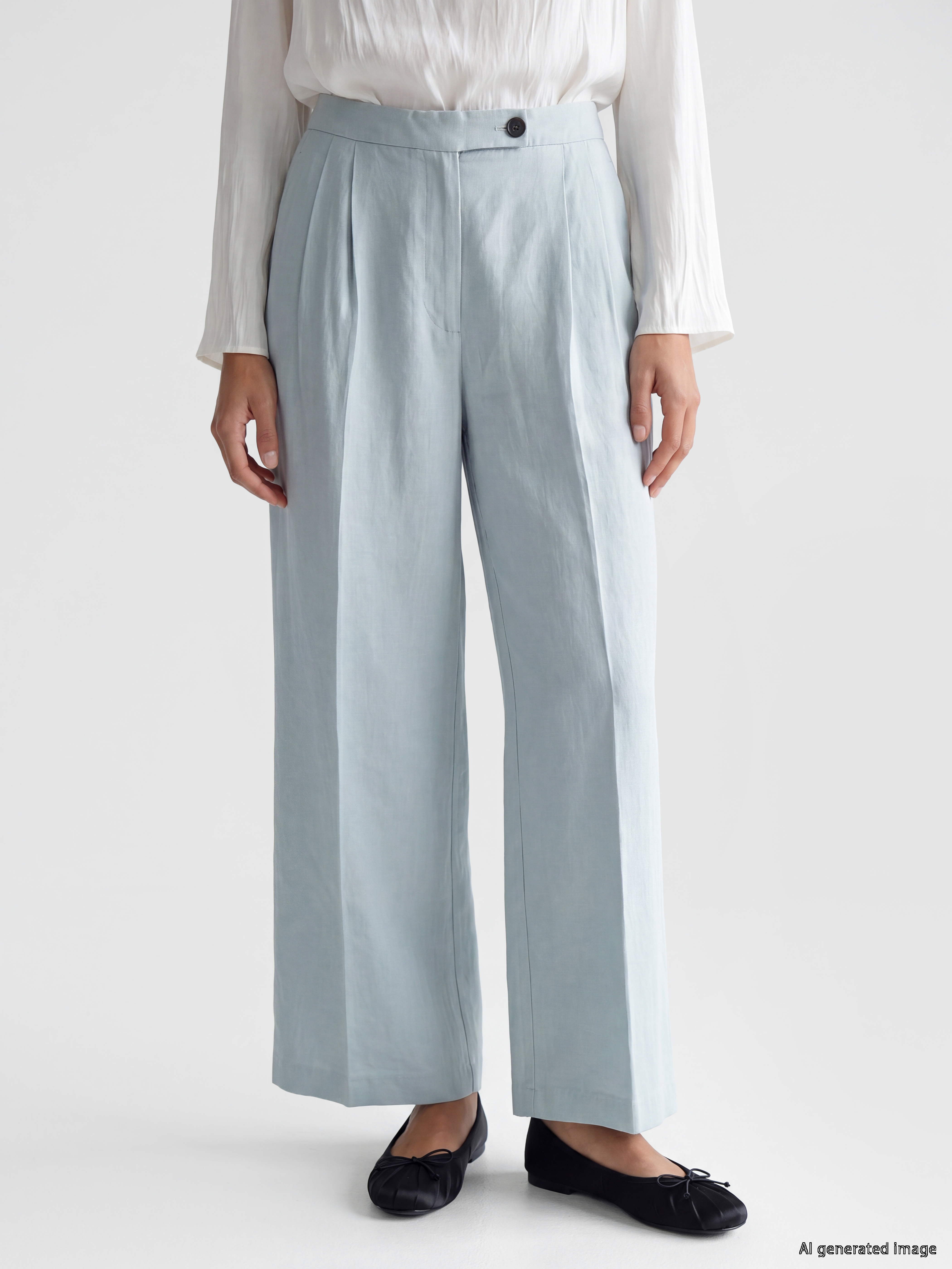 LCW Modest Loose Fit Kadın Pileli Kumaş Pantolon görsel 2