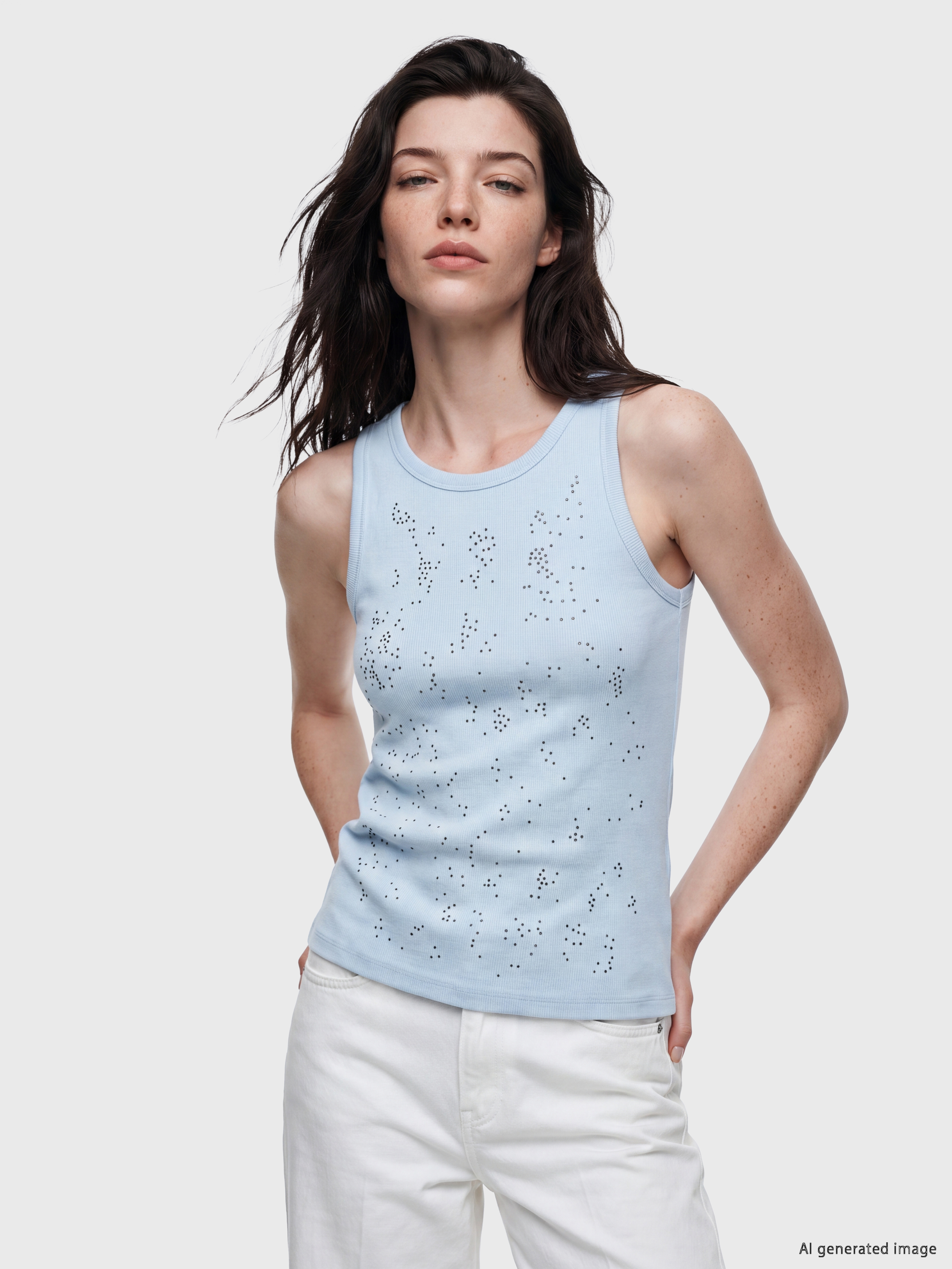LCW Comfort Bisiklet Yaka Taşlı Kadın Fitilli Atlet