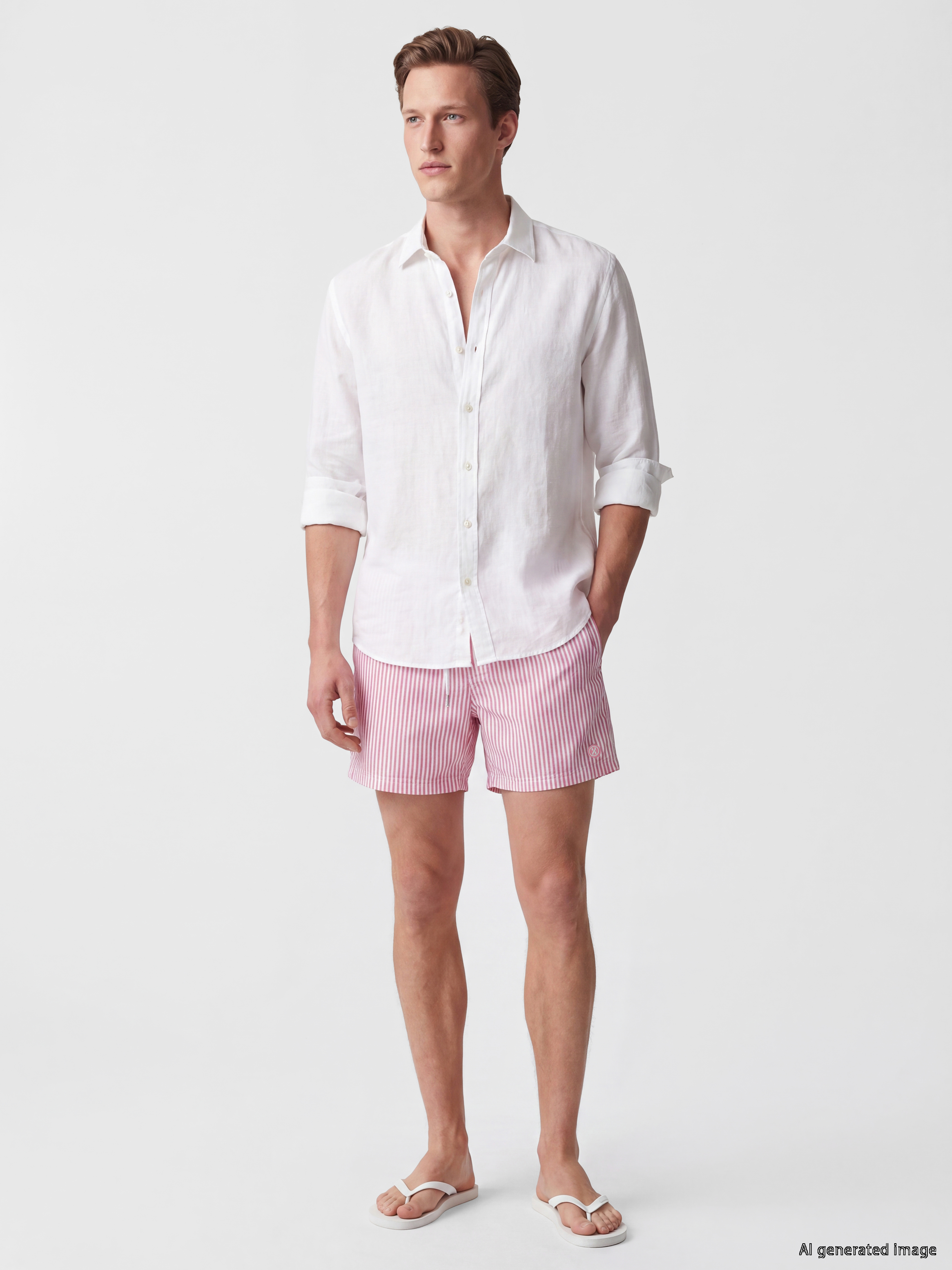 LCW SWIMWEAR Kısa Boy Çizgili Erkek Deniz Şortu görsel 2