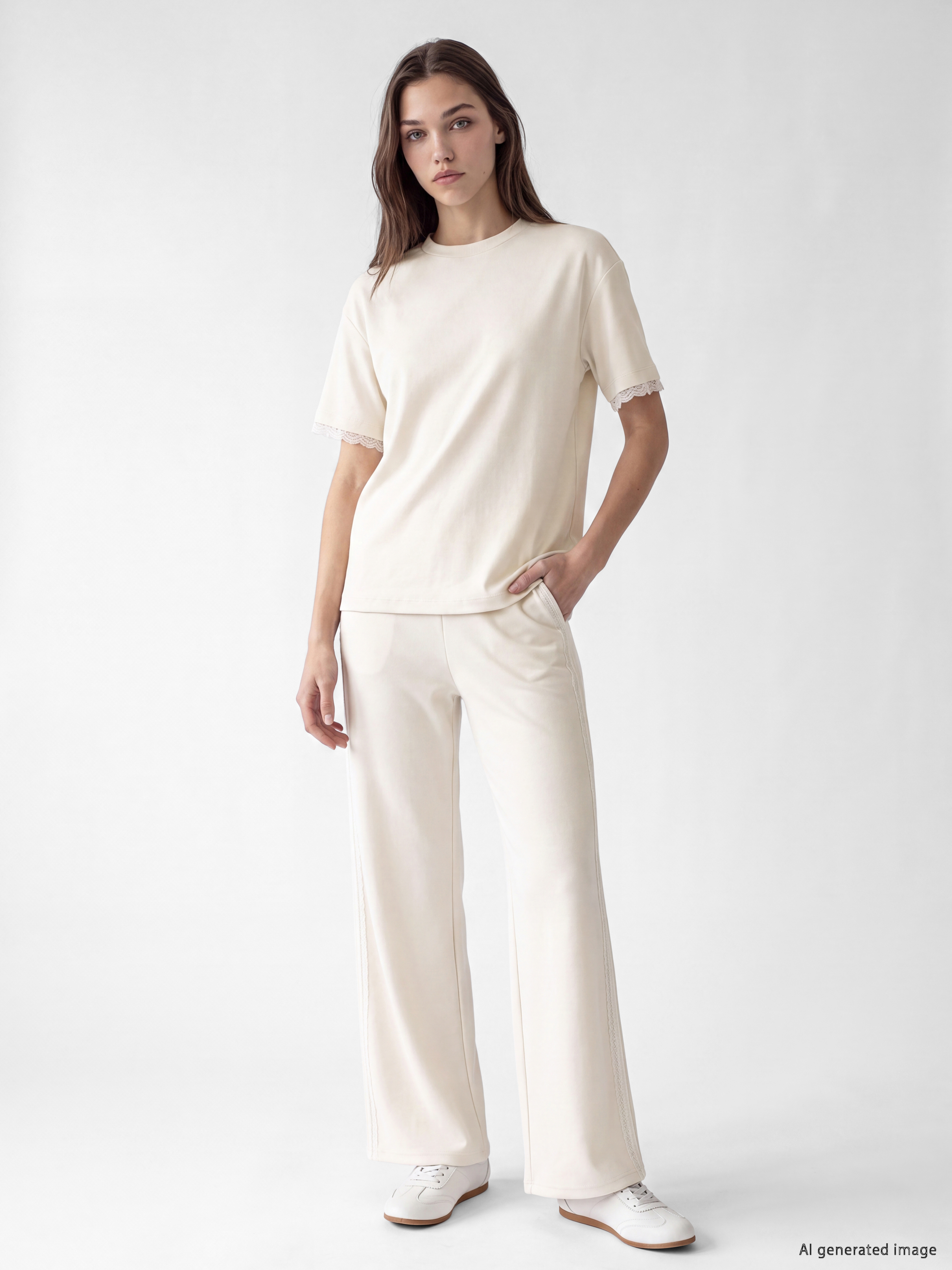 LCW Modest Bisiklet Yaka Soft Touch Kadın Tişört görsel 2