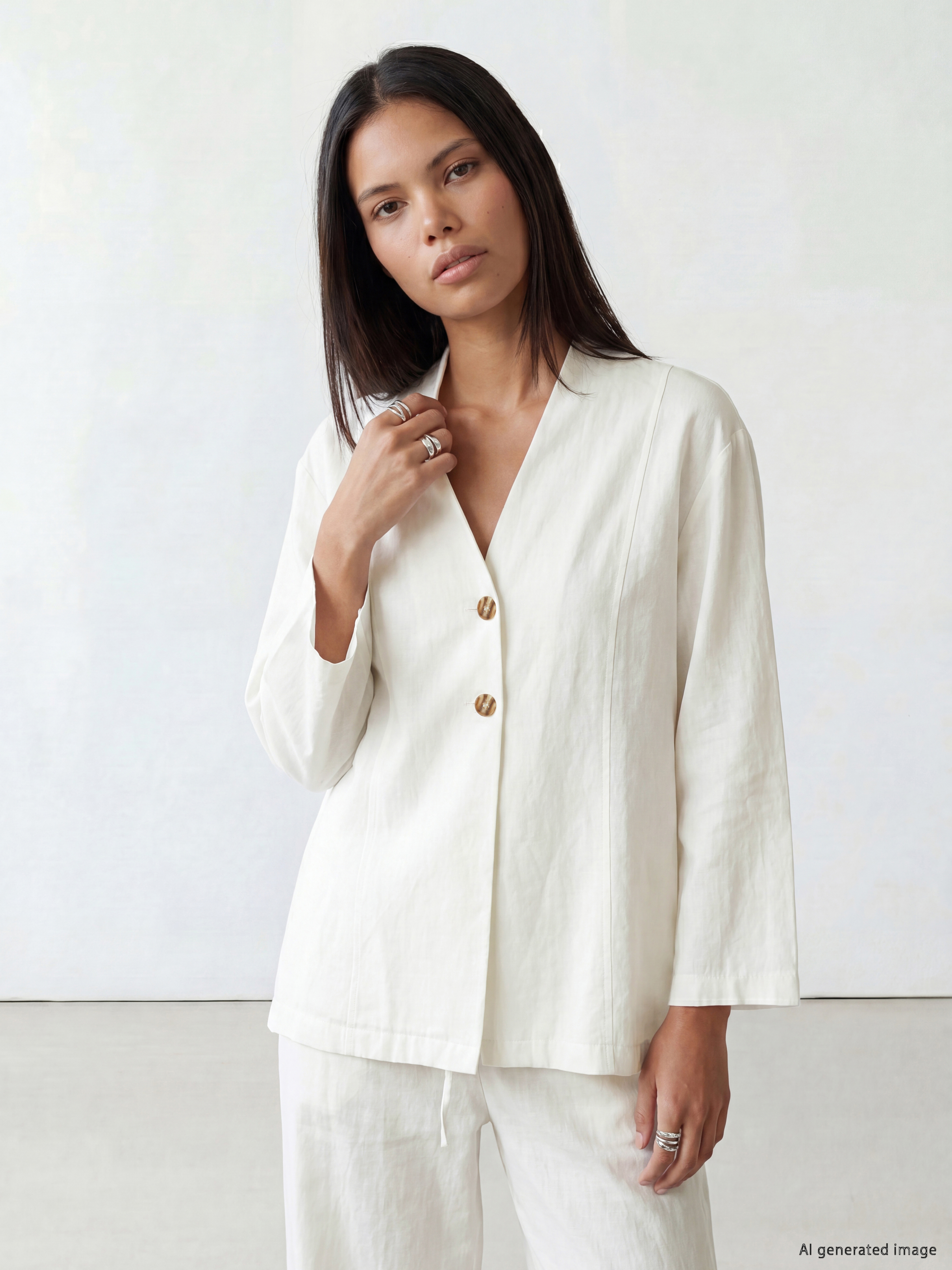 LCW Modest V Yaka %100 Pamuklu Kadın Tunik