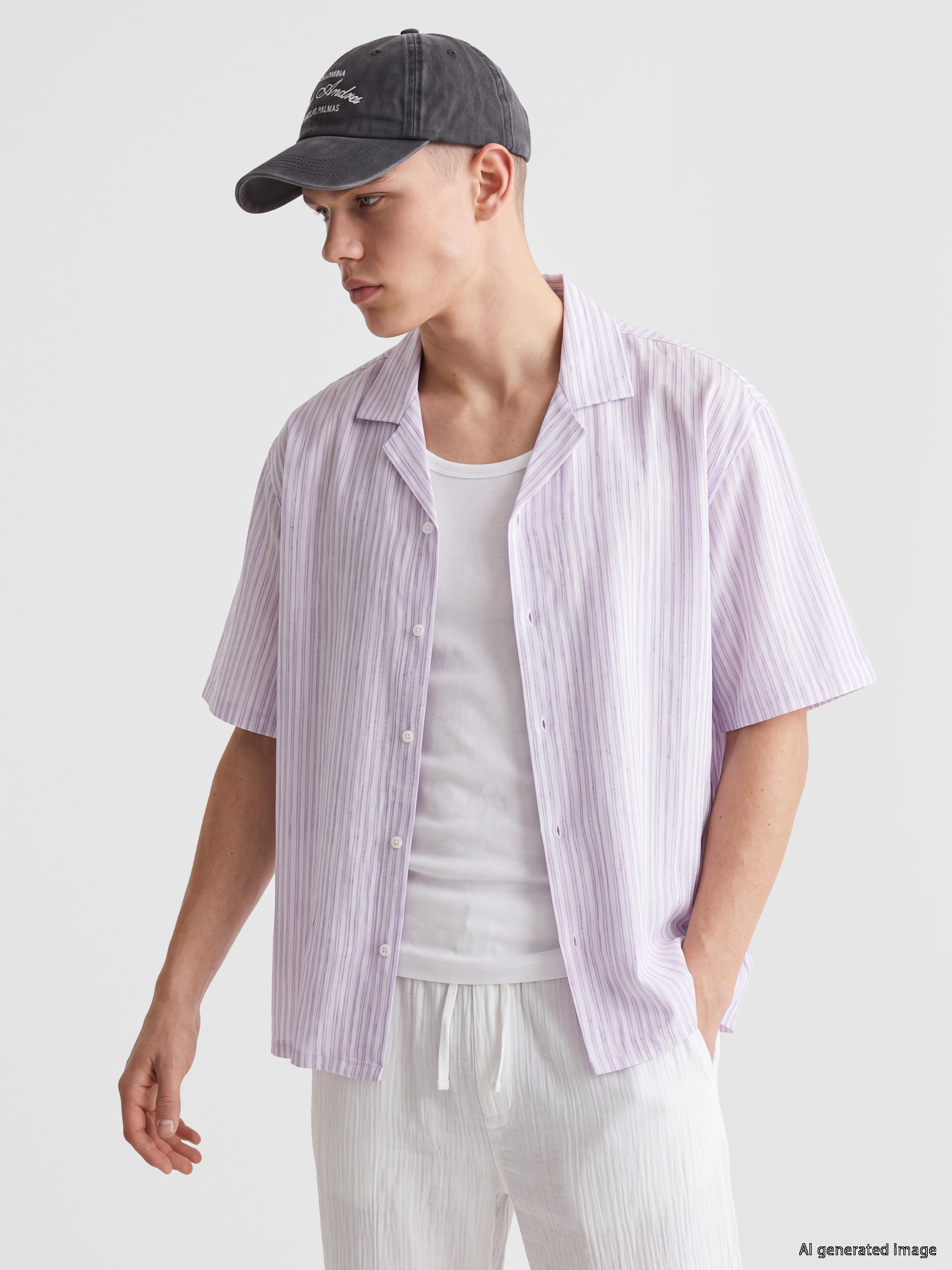 XSIDE Regular Fit Çizgili Keten Karışımlı Erkek Gömlek