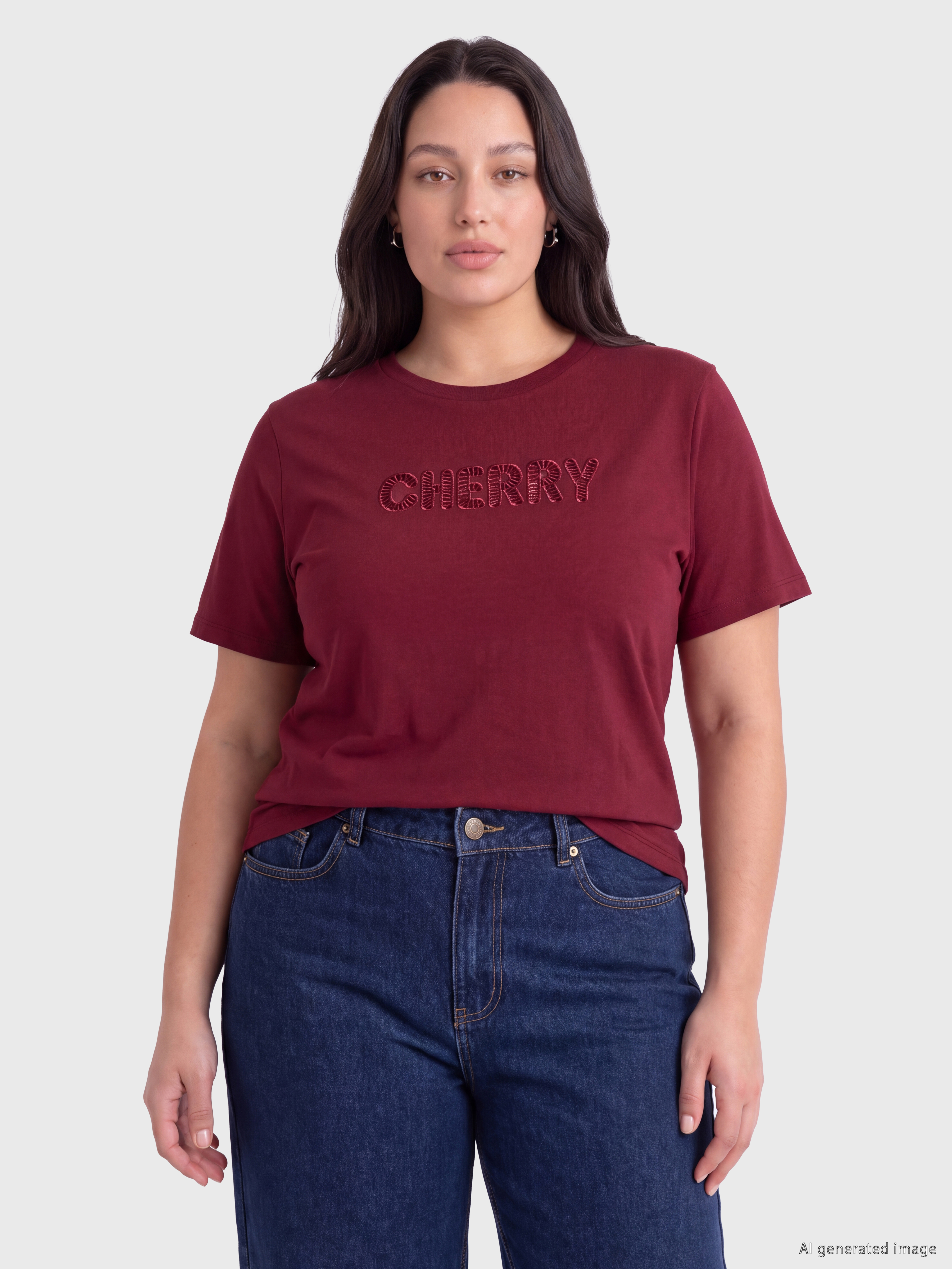 LCW Curve Büyük Beden Nakışlı %100 Pamuklu Bluz görsel 2