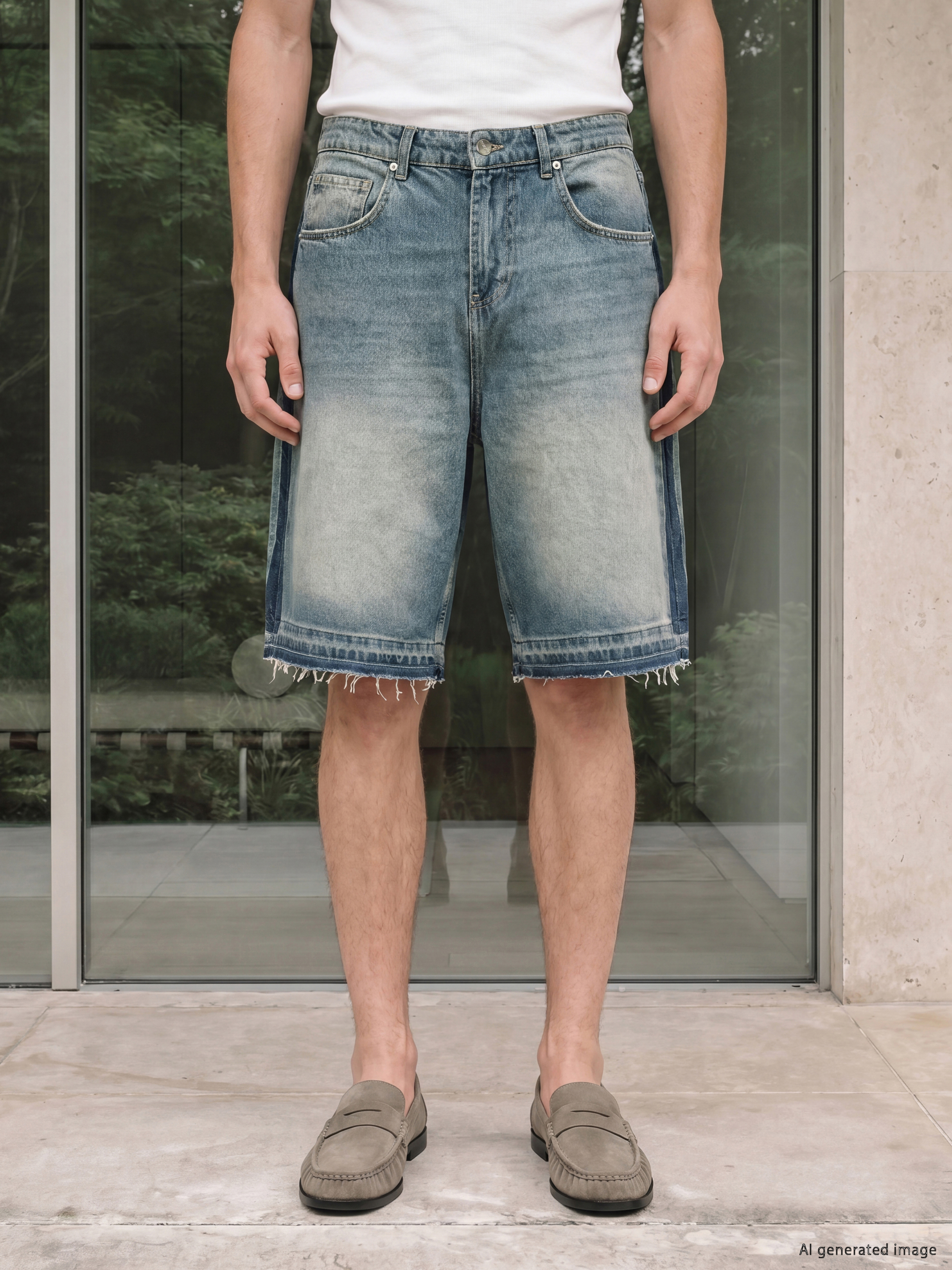 XSIDE Loose Fit Erkek Jean Şort görsel 2