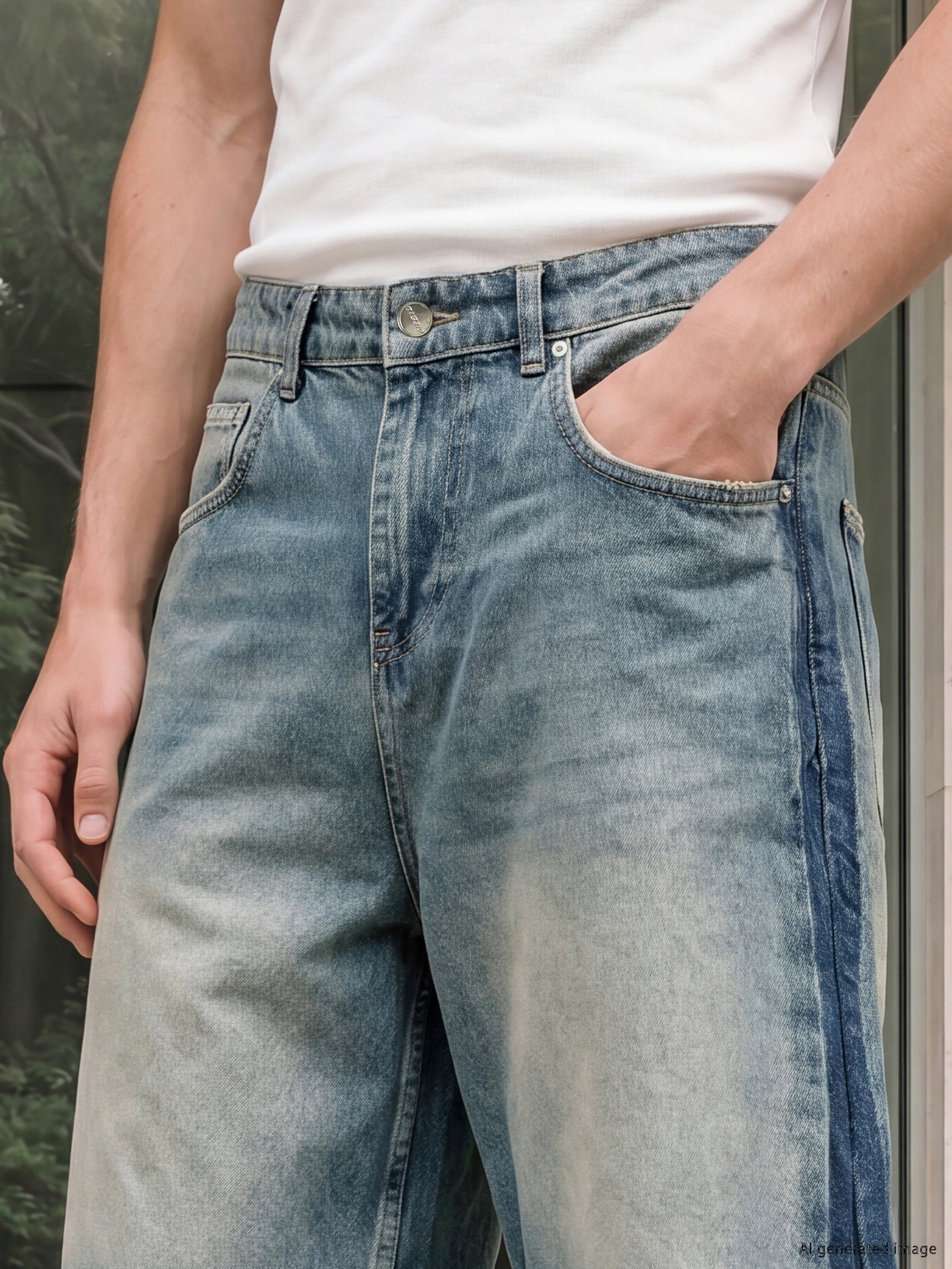 XSIDE Loose Fit Erkek Jean Şort görsel 3
