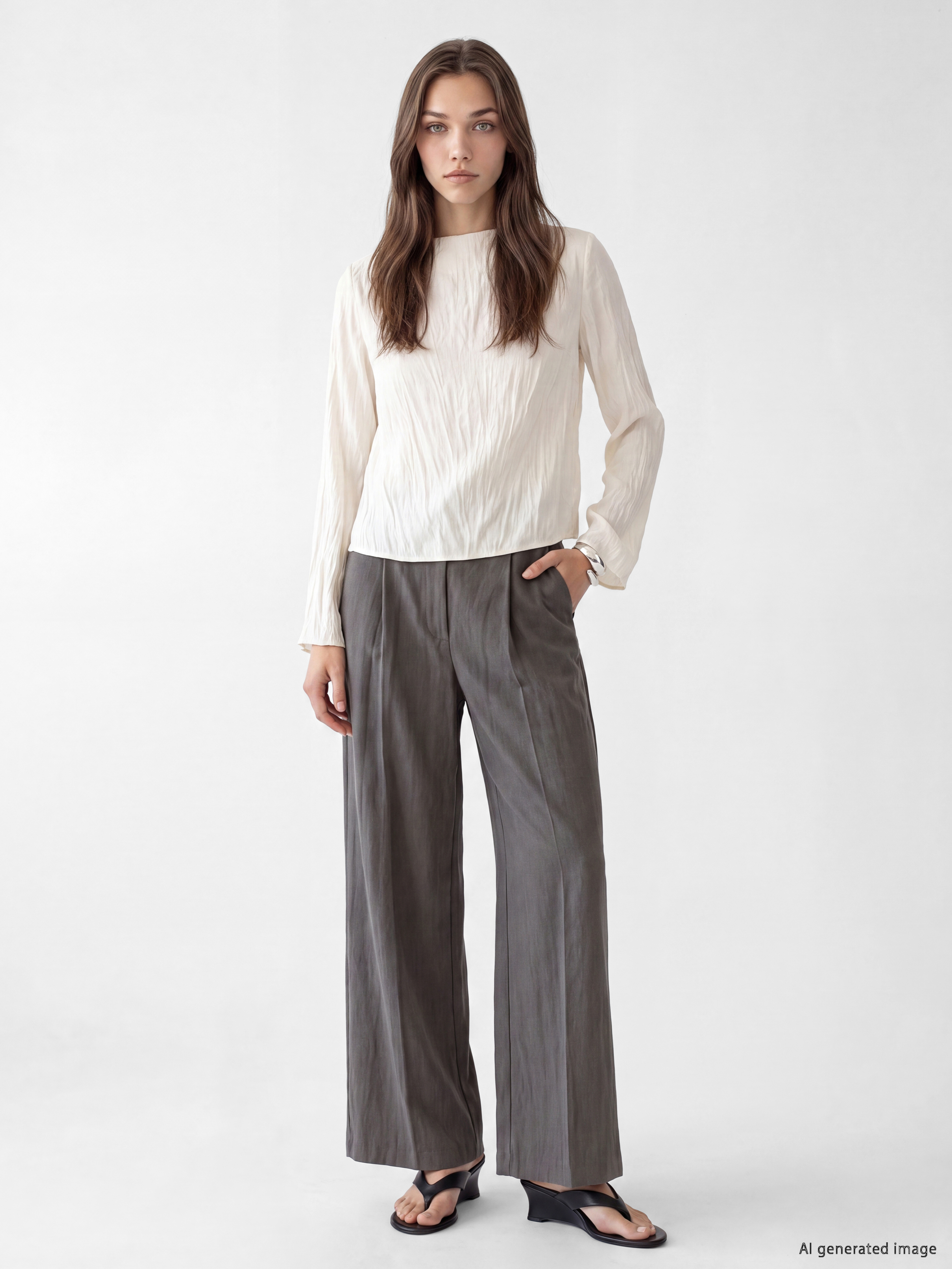 LCW Modest Loose Fit Kadın Pileli Kumaş Pantolon