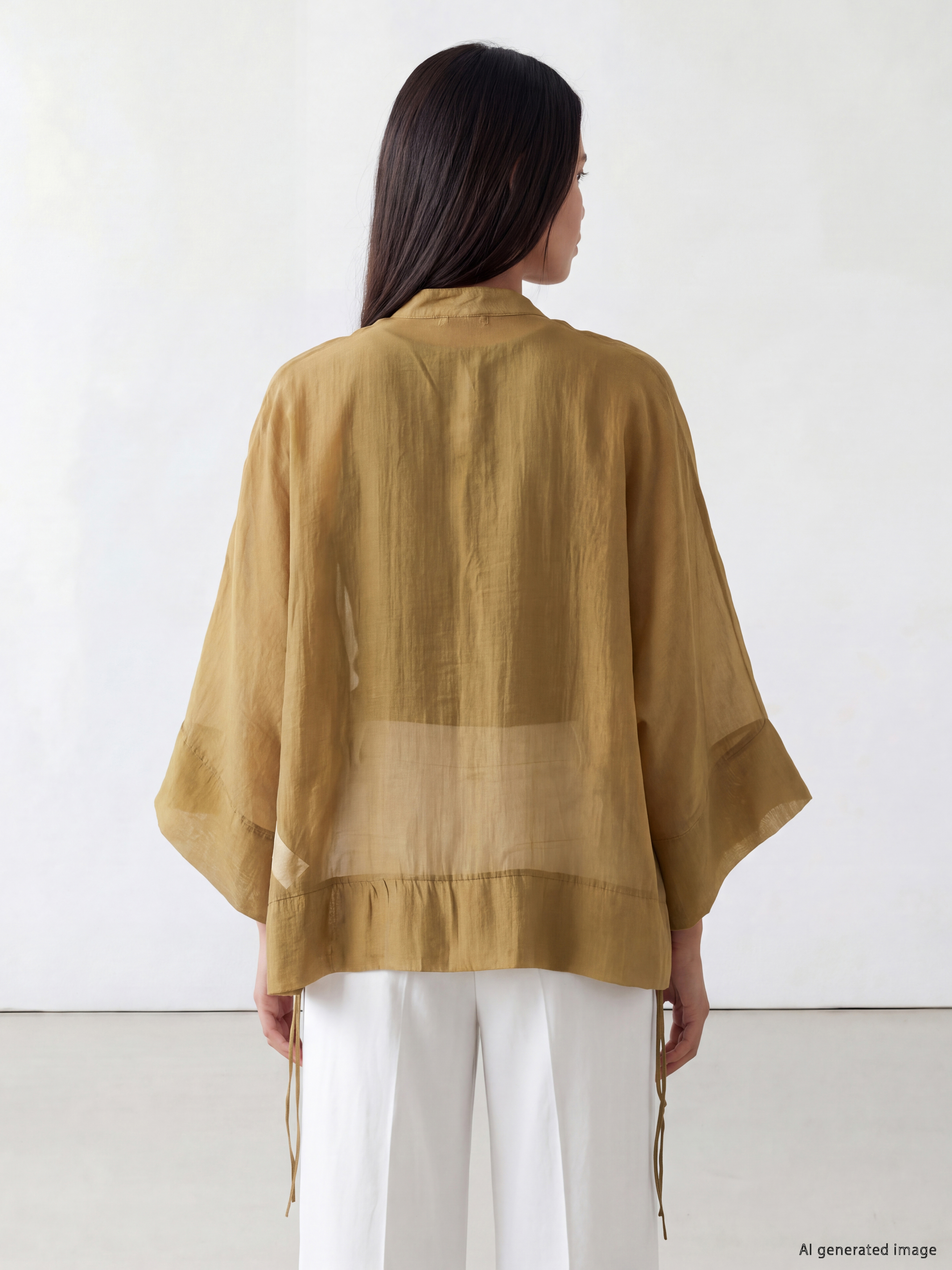 LCW Modest Transparan Kadın Oversize Fit Gömlek Tunik görsel 4