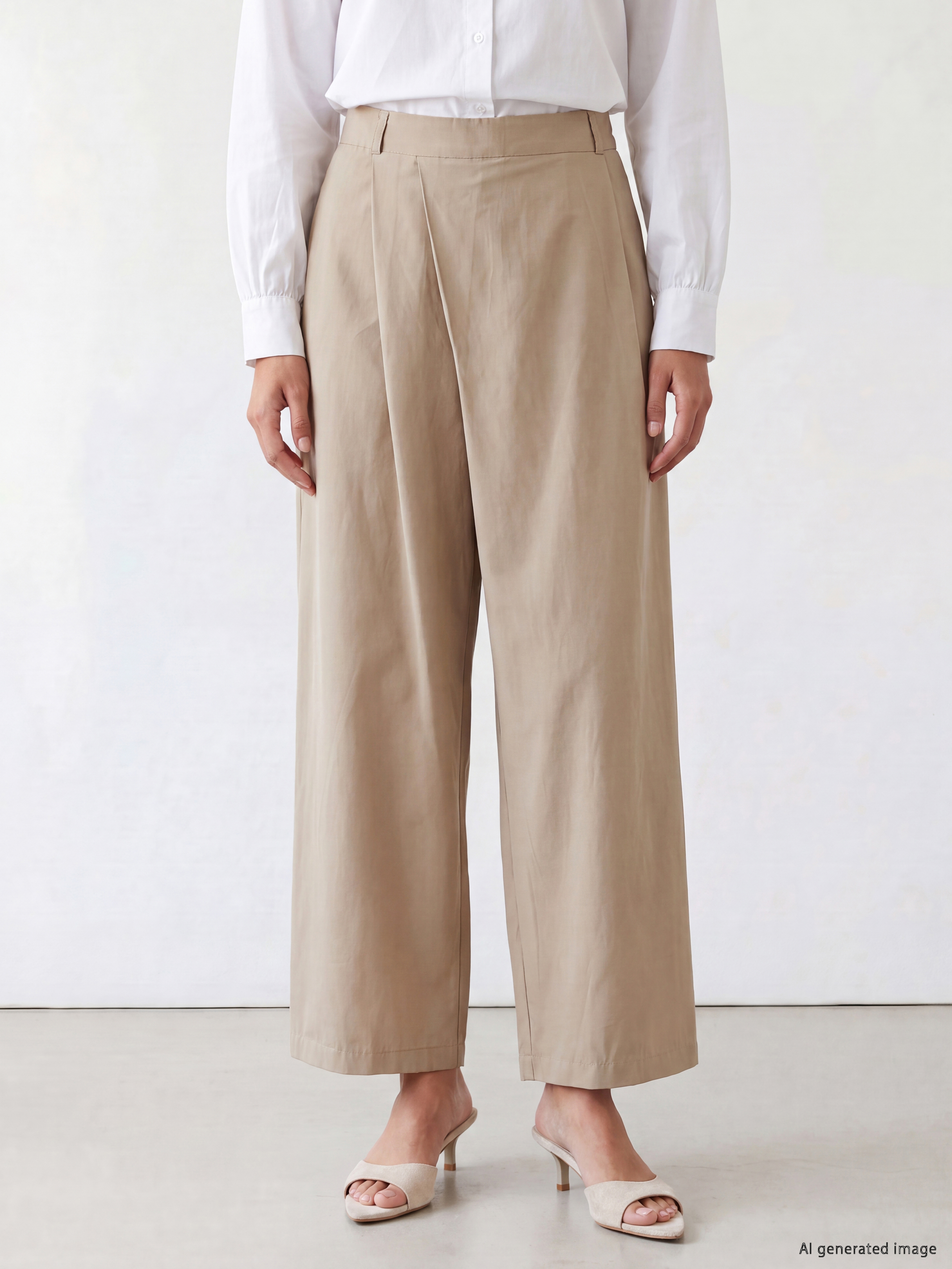 LCW Modest Regular Fit Asimetrik Dökümlü Kadın Pantolon görsel 2