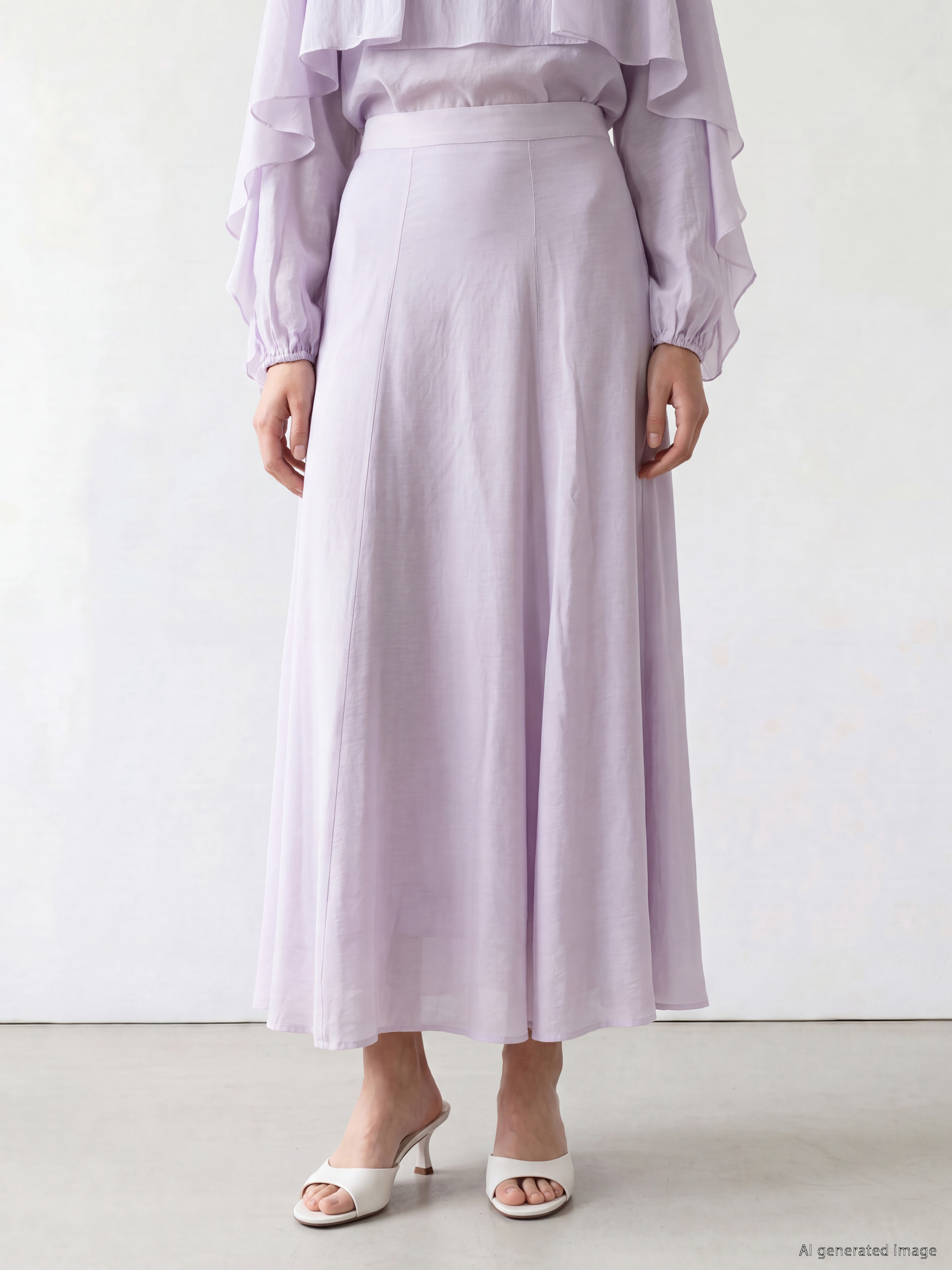 LCW Modest Beli Lastikli Kloş Tül Etek görsel 2