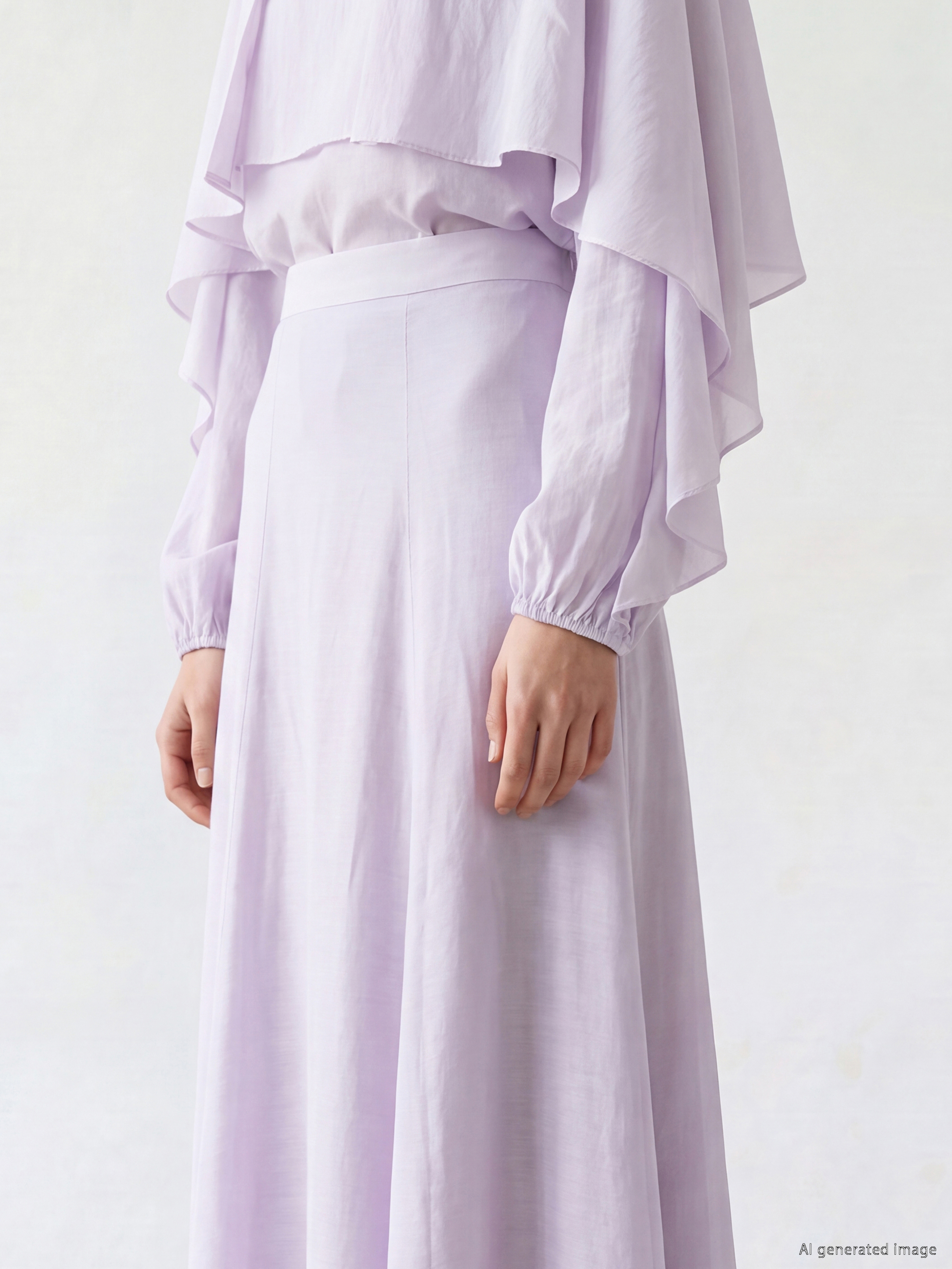 LCW Modest Beli Lastikli Kloş Tül Etek görsel 3