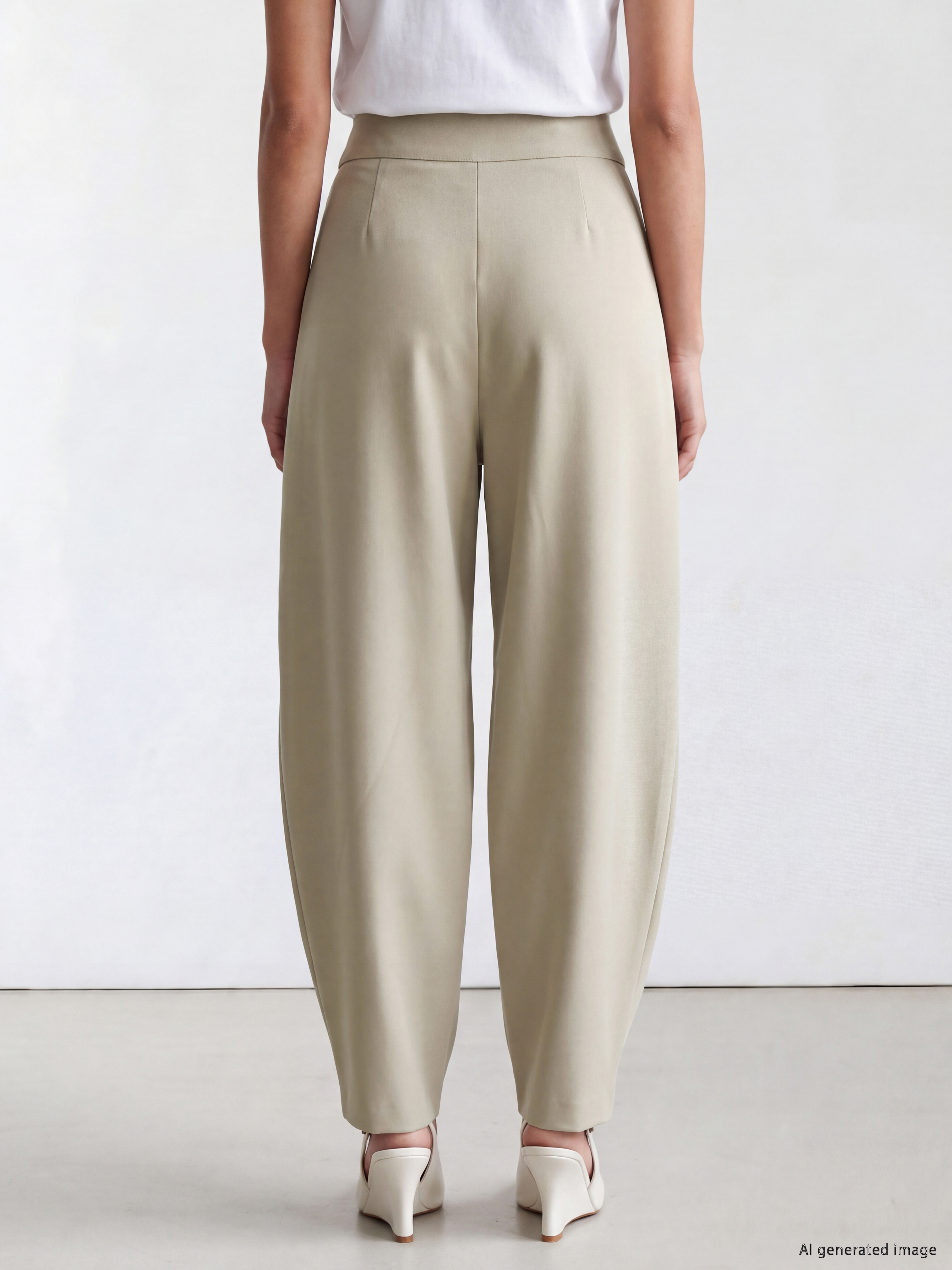 LCW Modest Yüksek Bel Baggy Kesim Pileli Kadın Kumaş Pantolon görsel 5