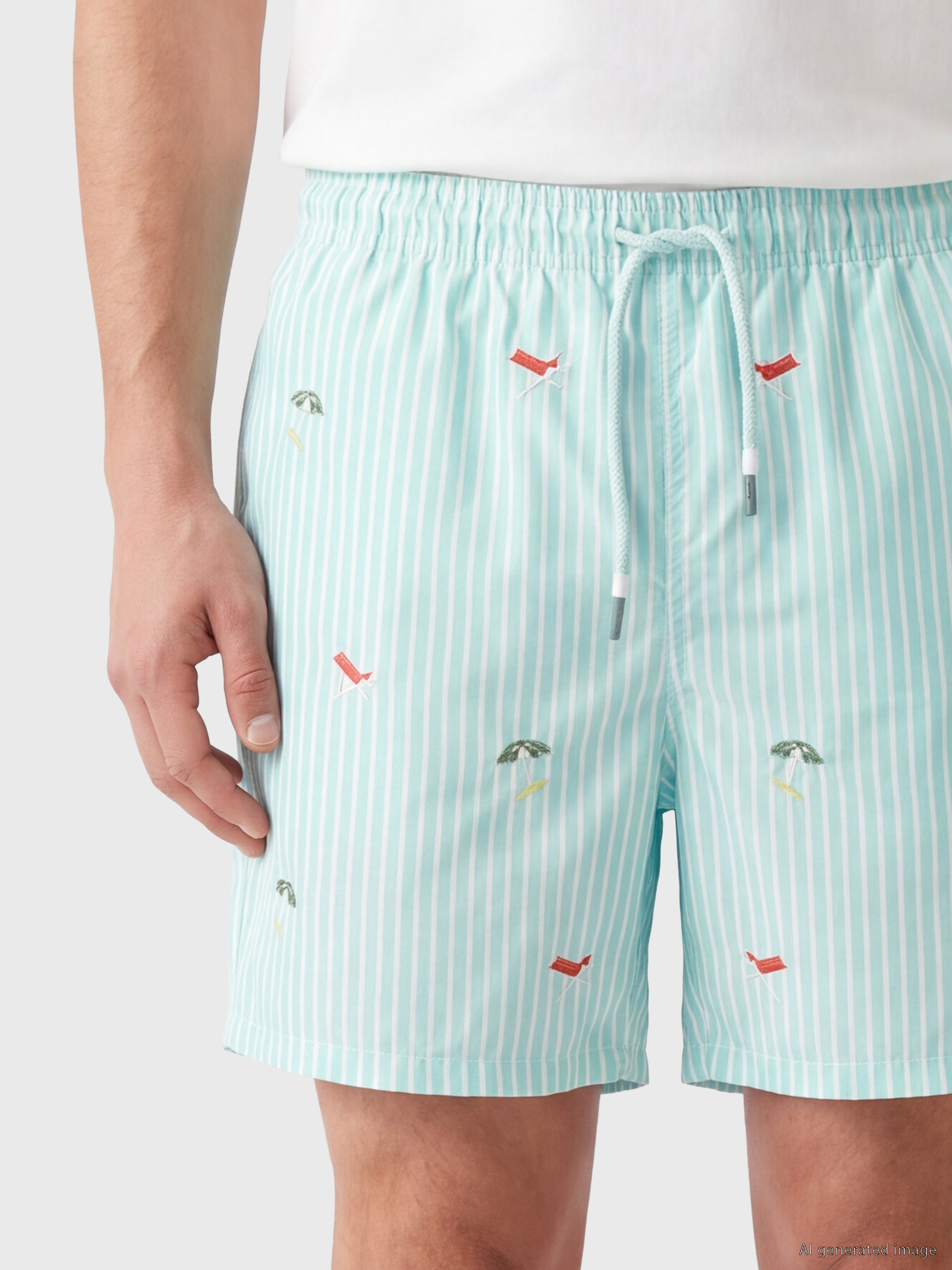 LCW SWIMWEAR Kısa Boy Nakışlı Erkek Deniz Şortu görsel 2