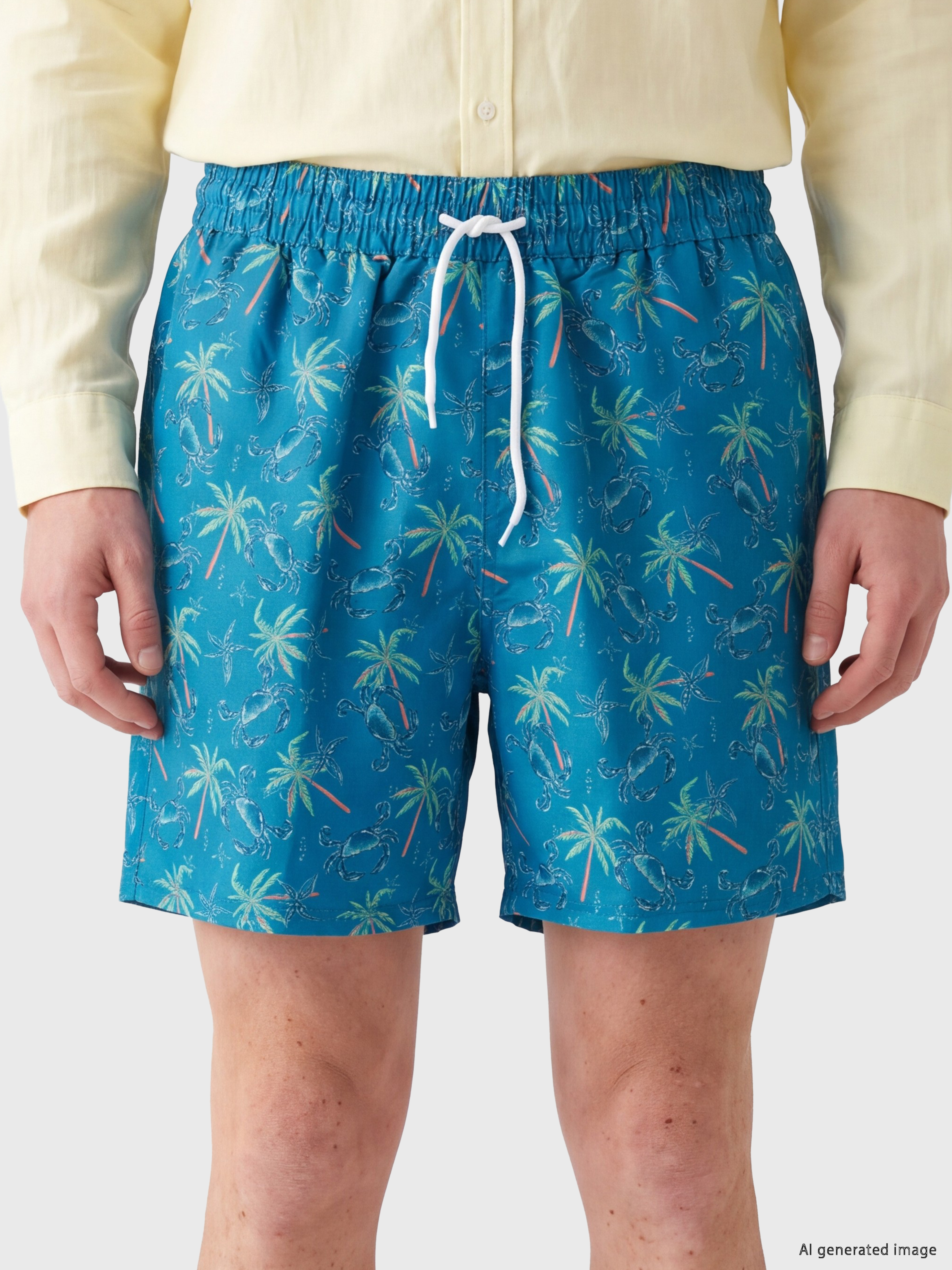 LCW SWIMWEAR Diz Hizası Boy Desenli Erkek Deniz Şortu görsel 3