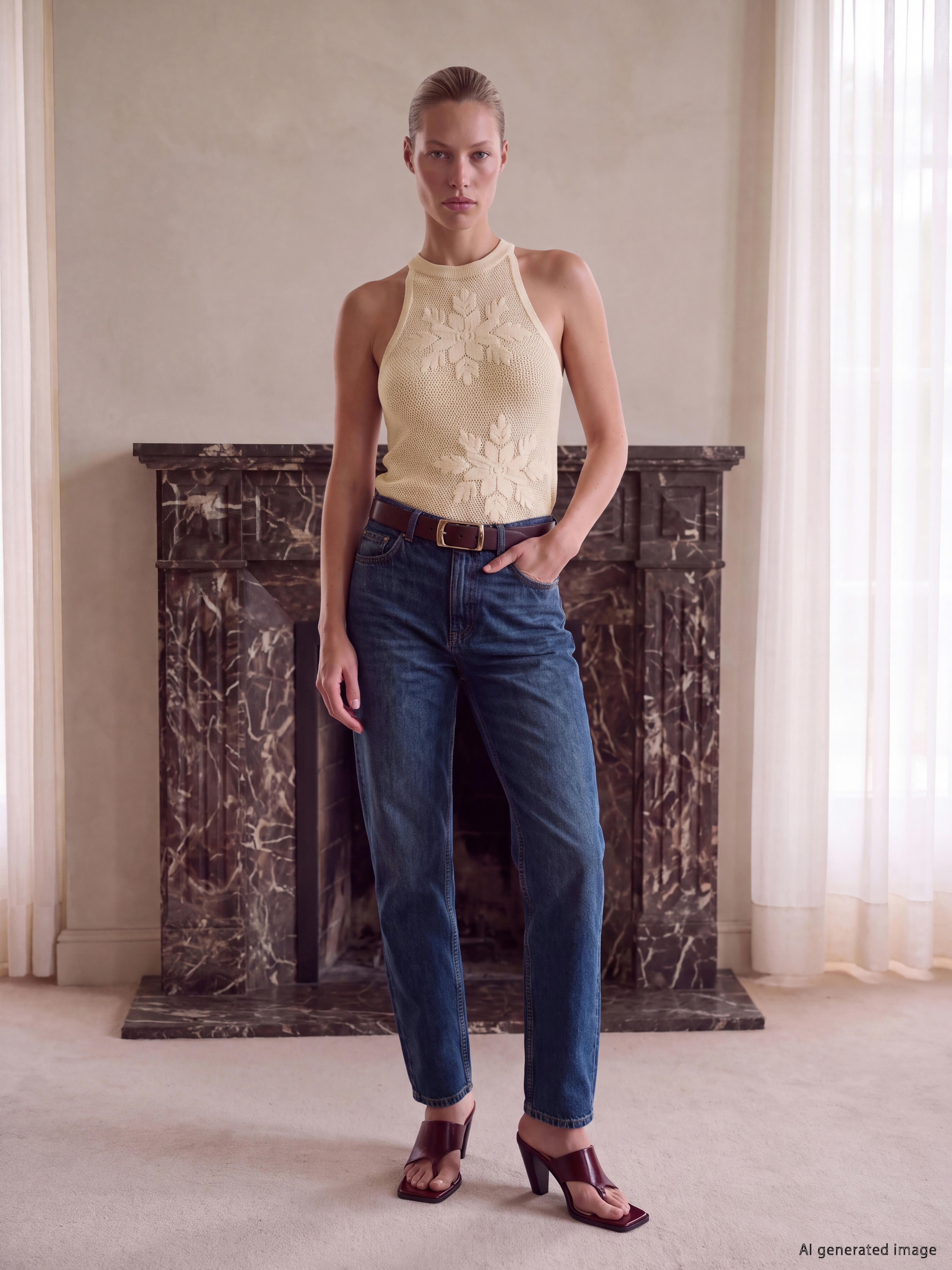 LCW Vision Halter Yaka Ajurlu Triko Bluz görsel 3