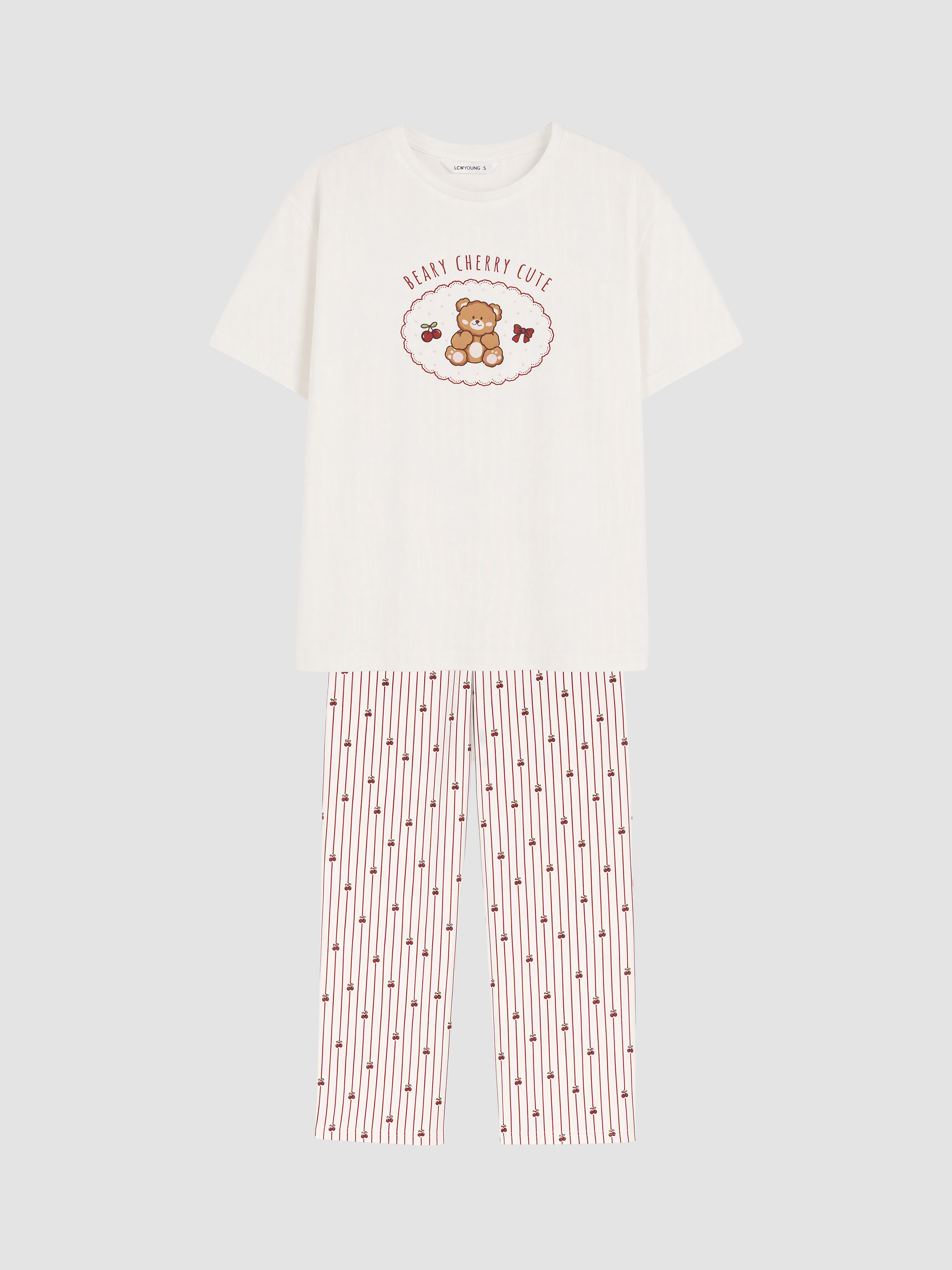 LCW Young Bisiklet Yaka Baskılı Kadın Pijama Takım görsel 6