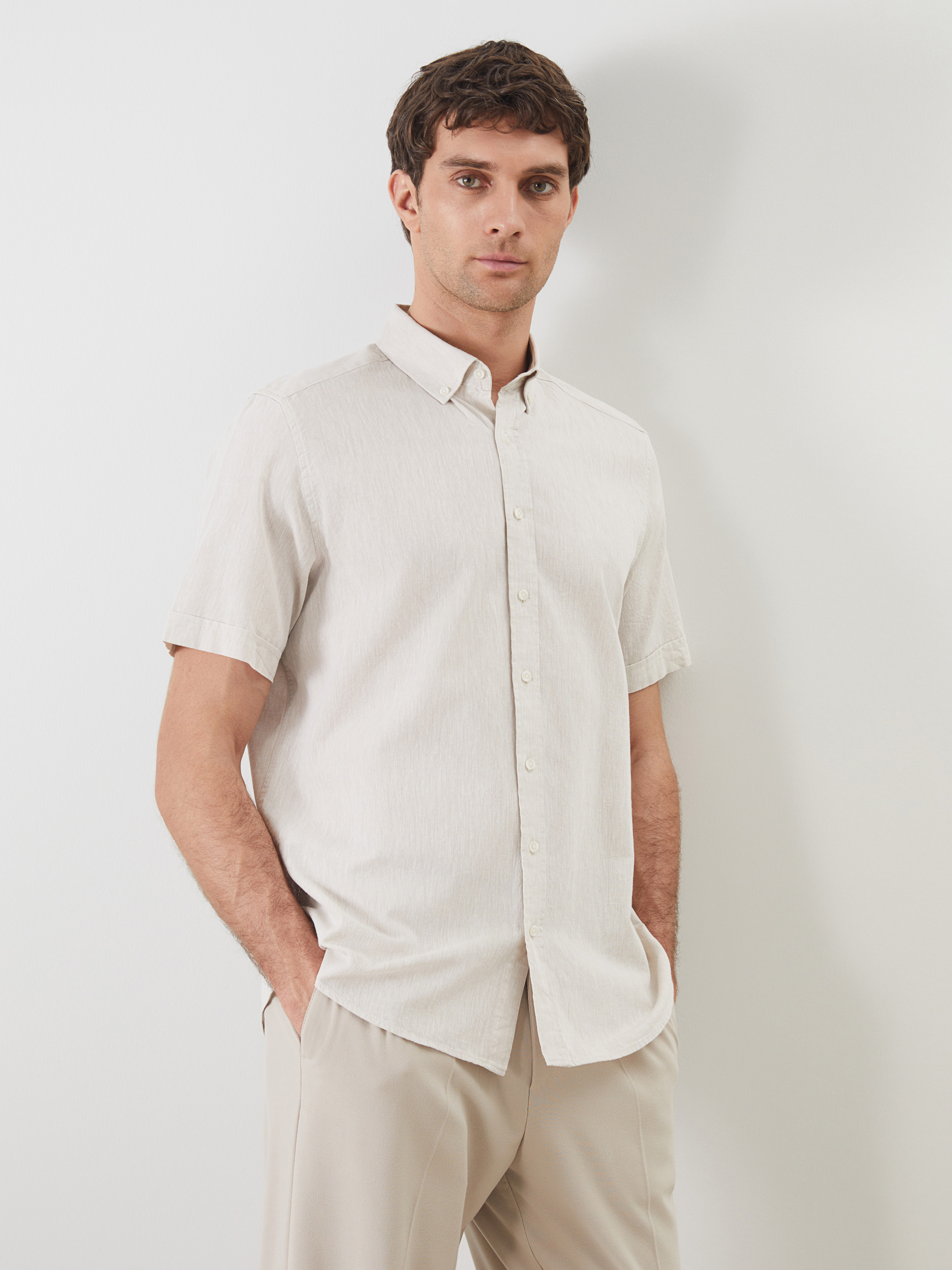 SOUTHBLUE Regular Fit Keten Karışımlı Erkek Gömlek görsel 2