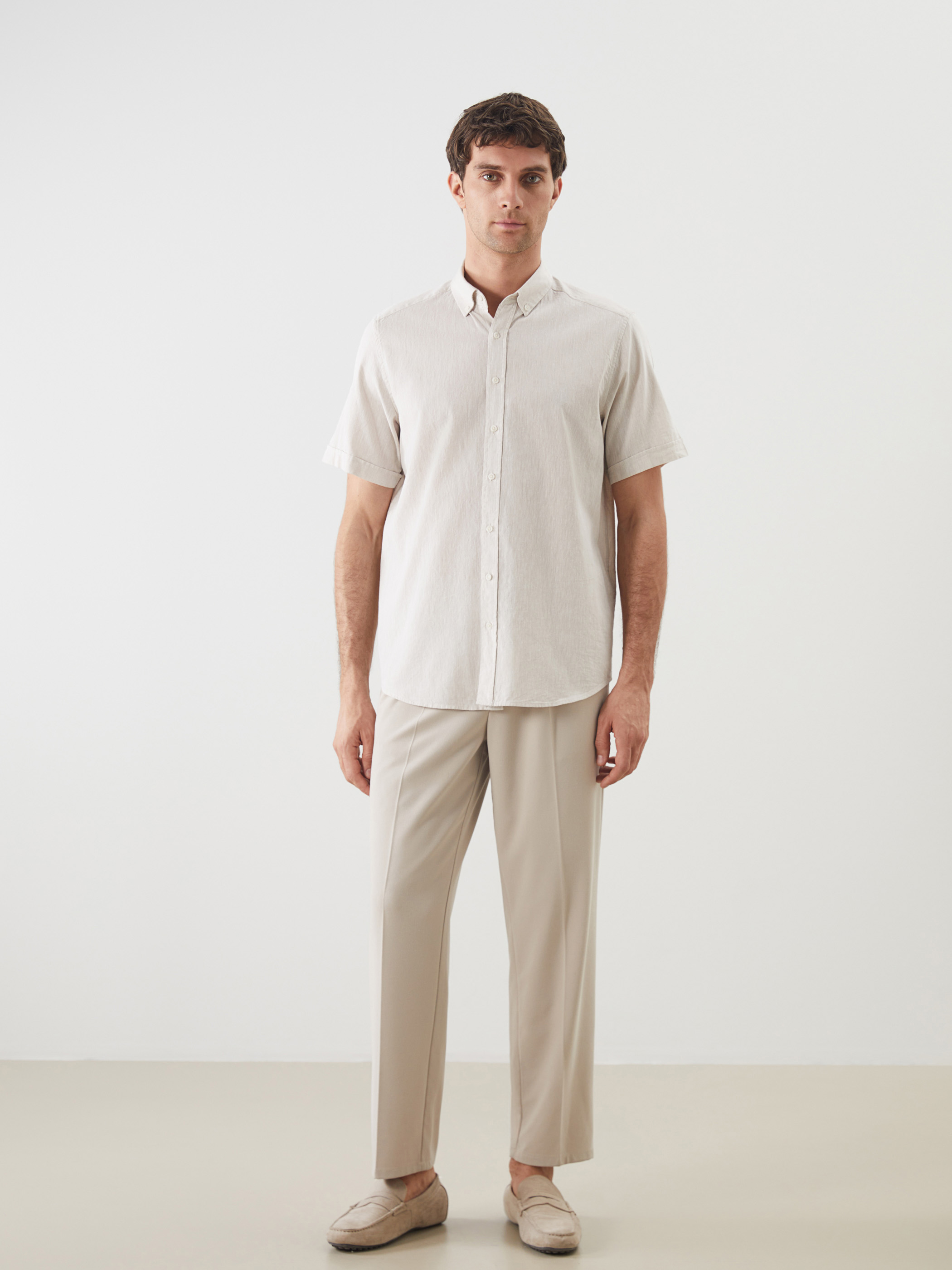 SOUTHBLUE Regular Fit Keten Karışımlı Erkek Gömlek görsel 4