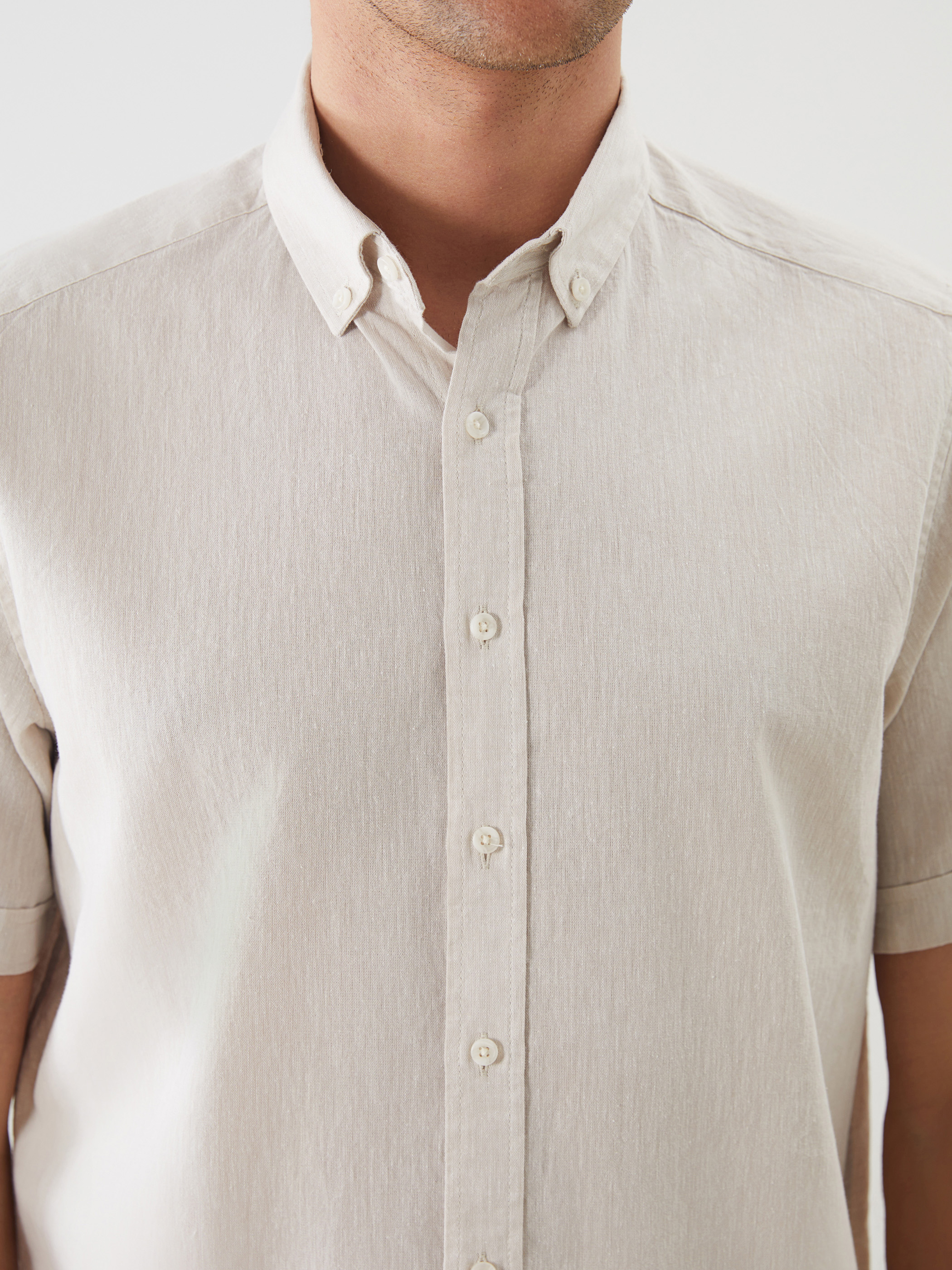 SOUTHBLUE Regular Fit Keten Karışımlı Erkek Gömlek görsel 5