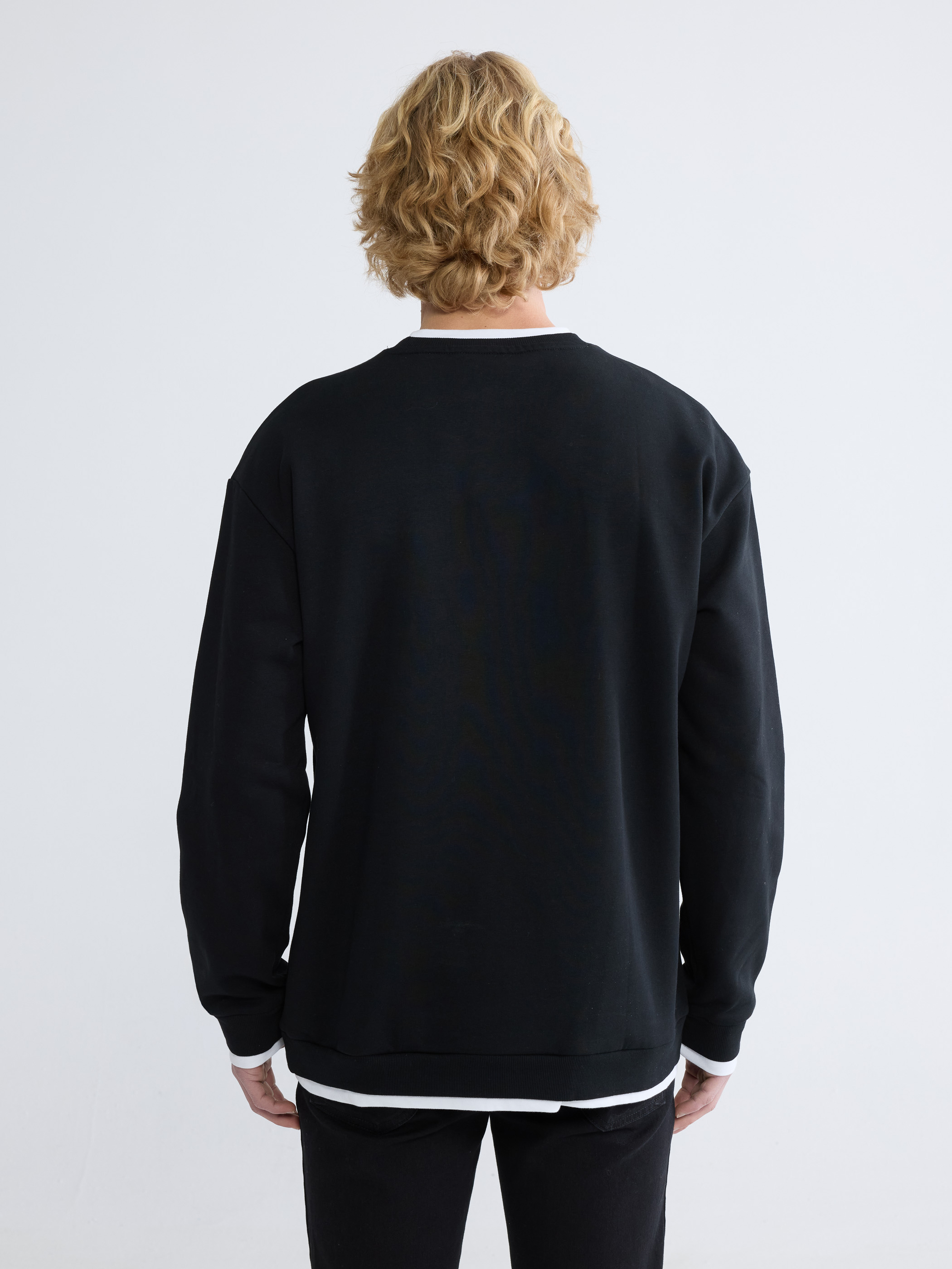 XSIDE Bisiklet Yaka Nakışlı Erkek Kalın Sweatshirt görsel 4