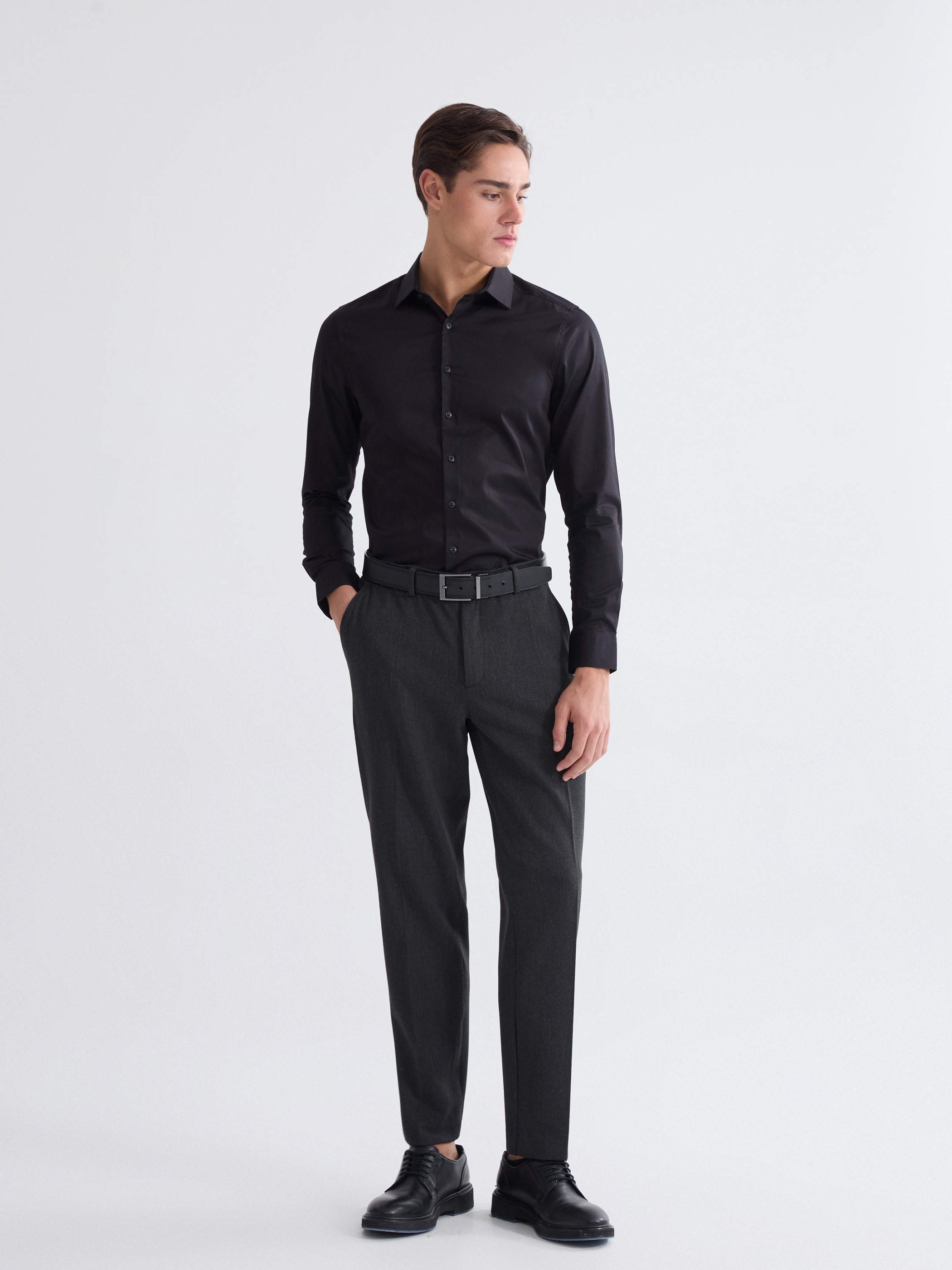 LCW BUSINESS Slim Fit Gabardin Erkek Gömlek görsel 5
