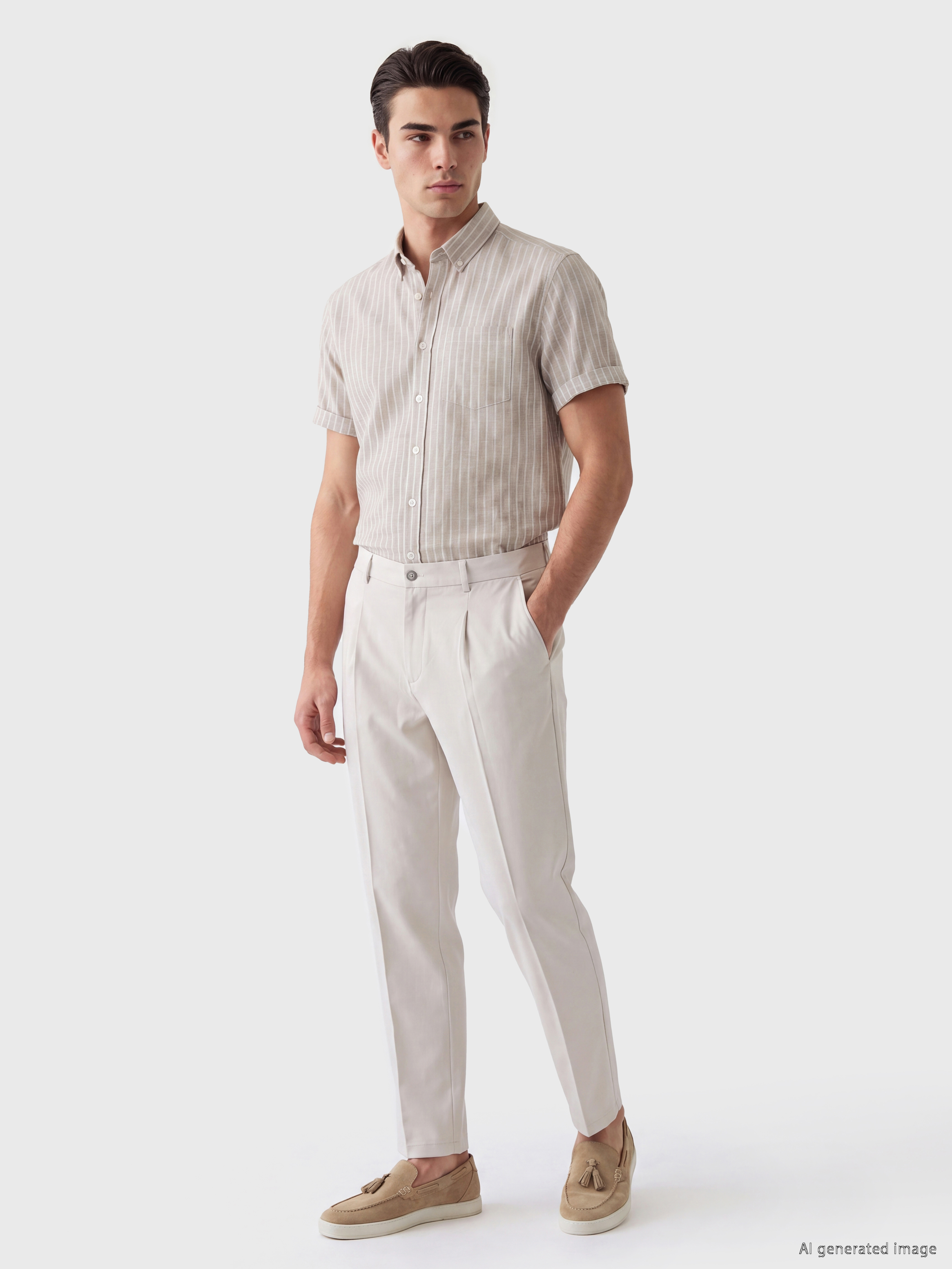 LCWAIKIKI Classic Regular Fit Çizgili Poplin Erkek Gömlek görsel 2