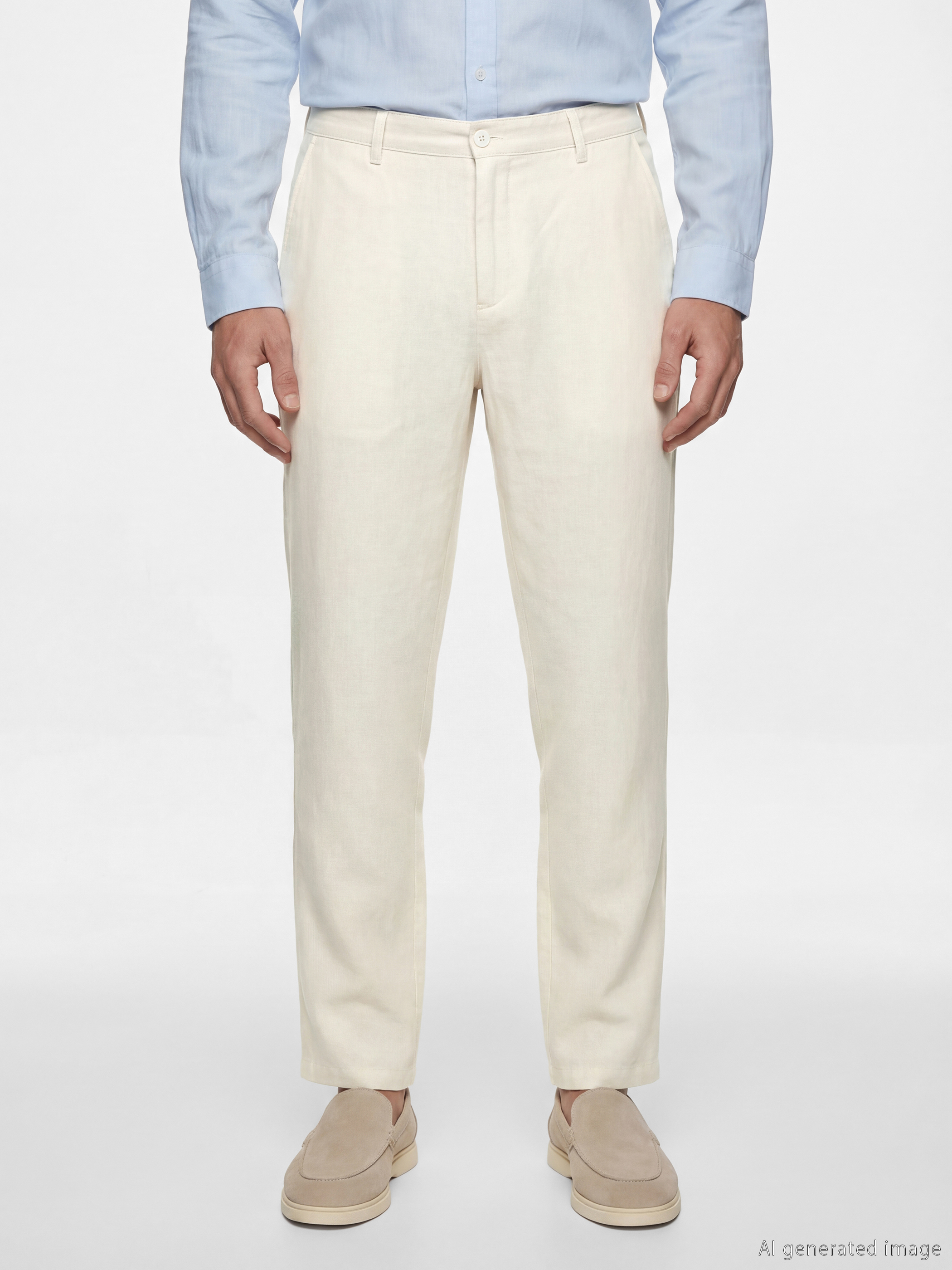LCWAIKIKI Classic Regular Fit Keten Karışımlı Erkek Chino Pantolon görsel 2