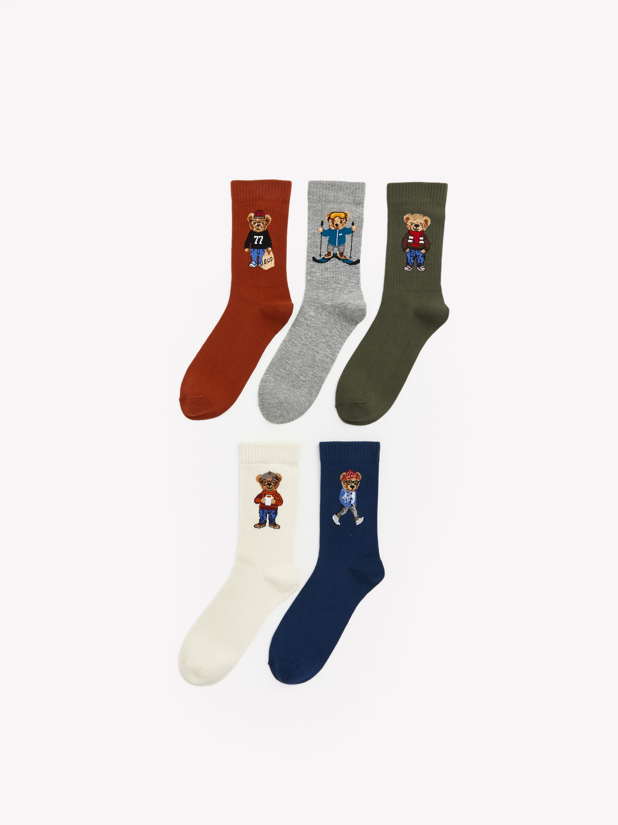 LCW ACCESSORIES Ayı Nakışlı Erkek Soket Çorap 5'li