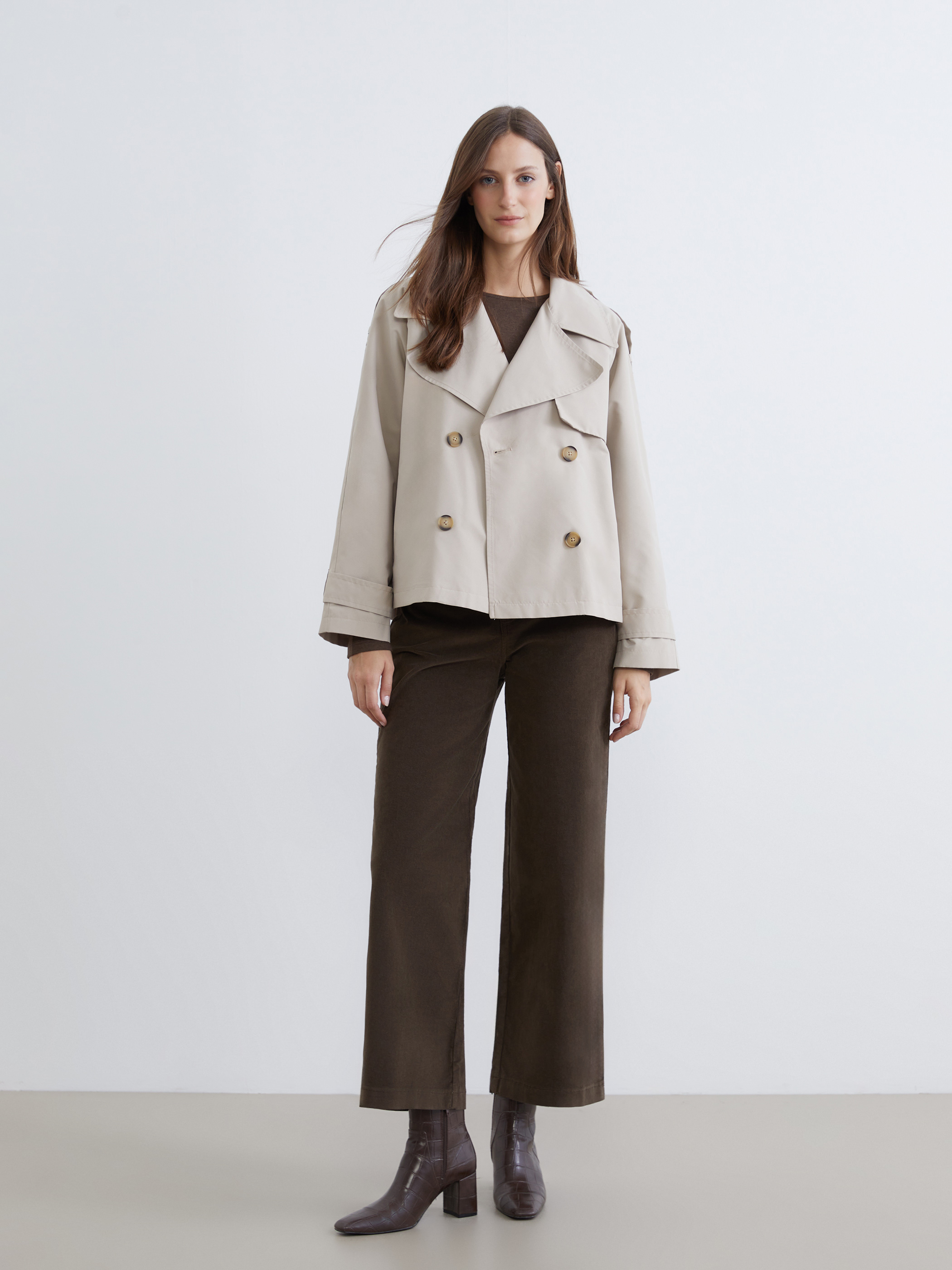 LCWAIKIKI Classic Kruvaze Yaka Oversize Kadın Trençkot görsel 2