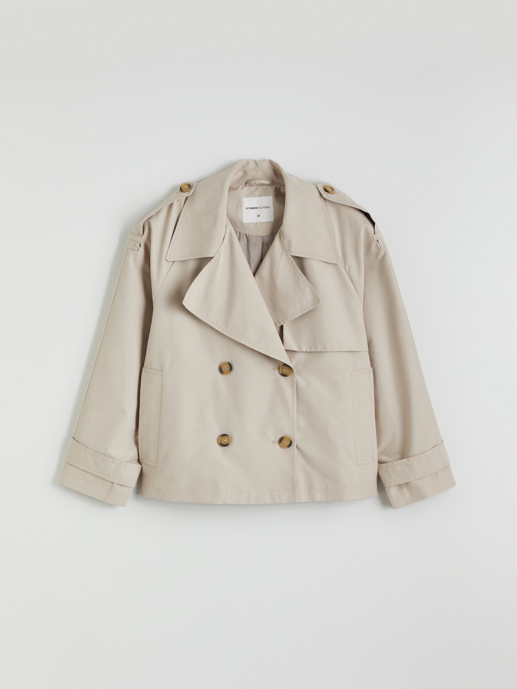 LCWAIKIKI Classic Kruvaze Yaka Oversize Kadın Trençkot görsel 6