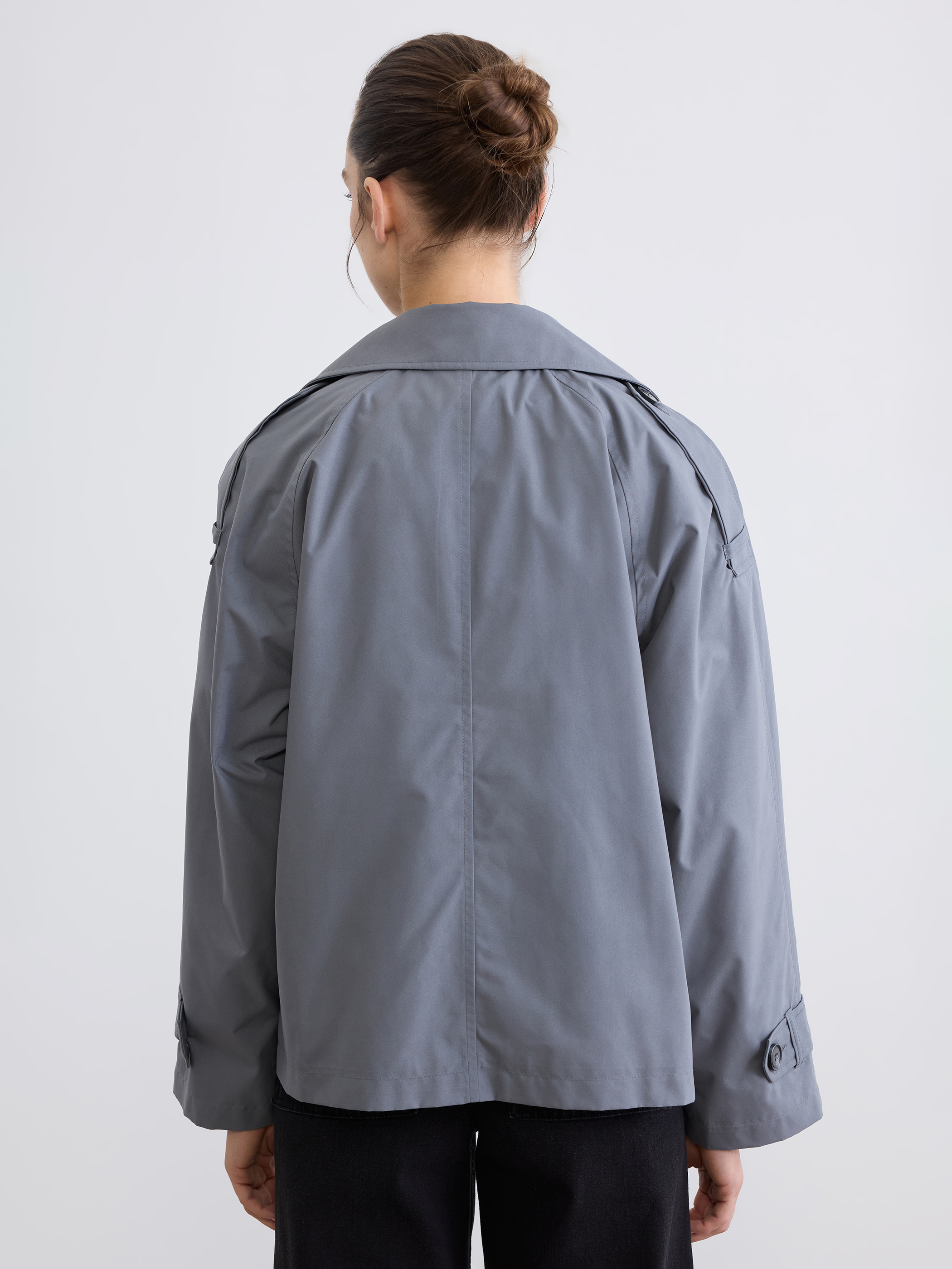 LCWAIKIKI Classic Kruvaze Yaka Oversize Kadın Trençkot görsel 5