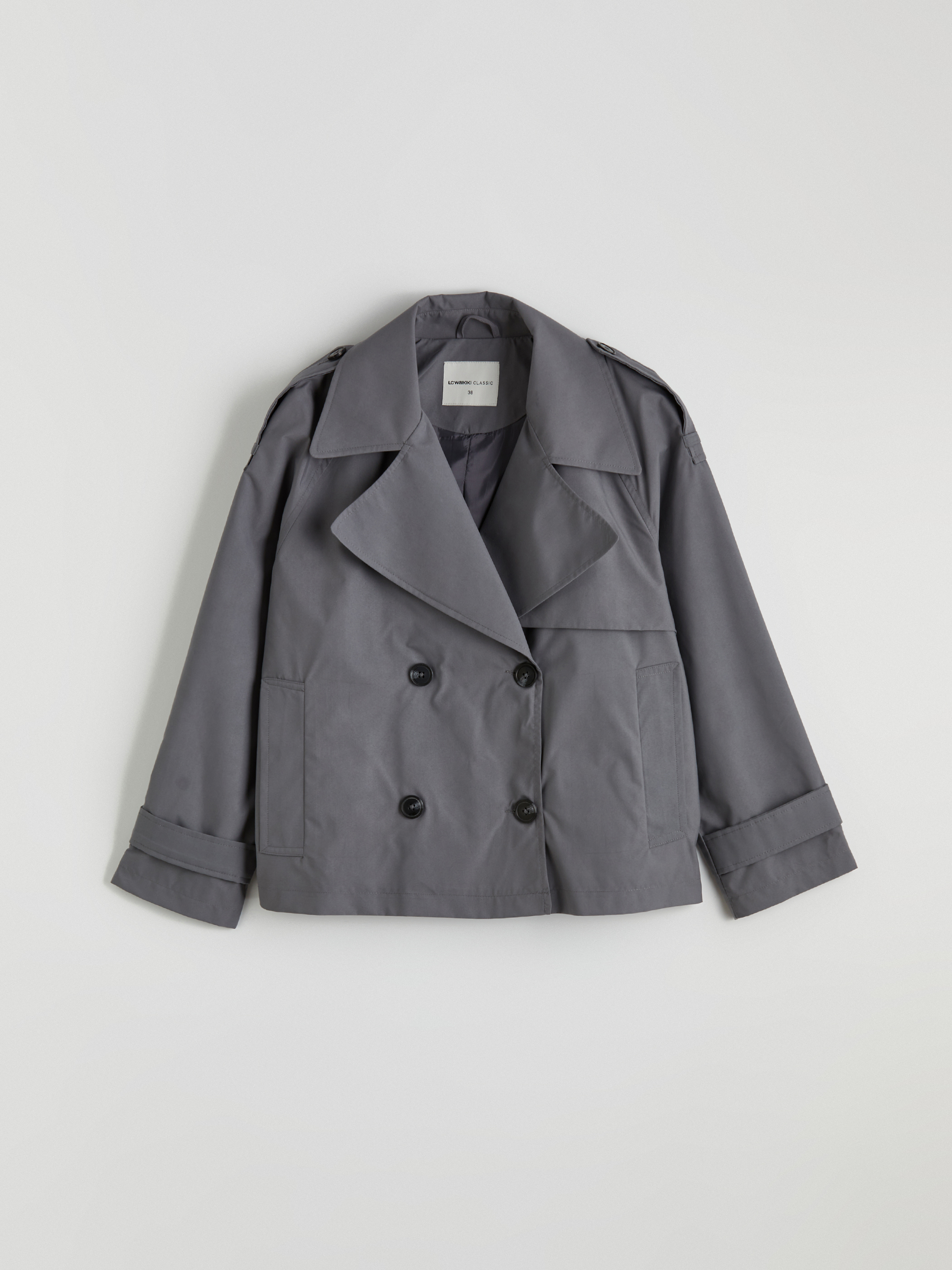 LCWAIKIKI Classic Kruvaze Yaka Oversize Kadın Trençkot görsel 6