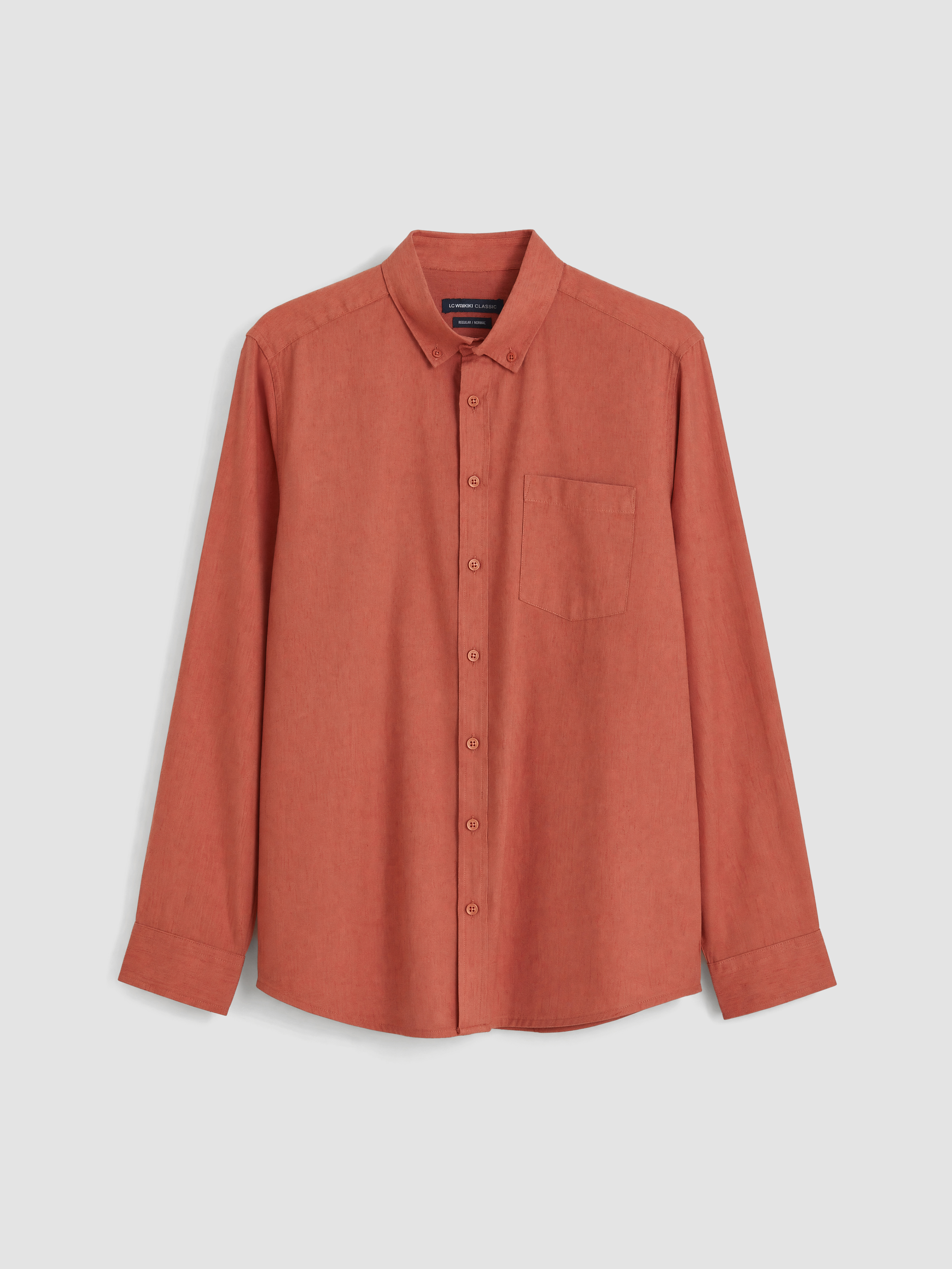 LCWAIKIKI Classic Regular Fit Keten Karışımlı Erkek Gömlek görsel 5