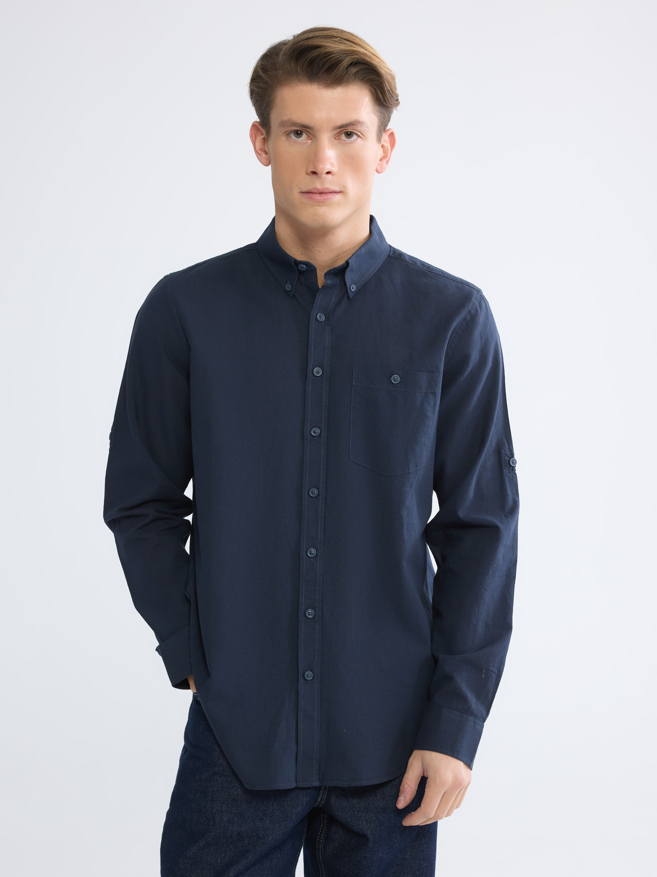 LCWAIKIKI Classic Regular Fit Keten Karışımlı Erkek Gömlek