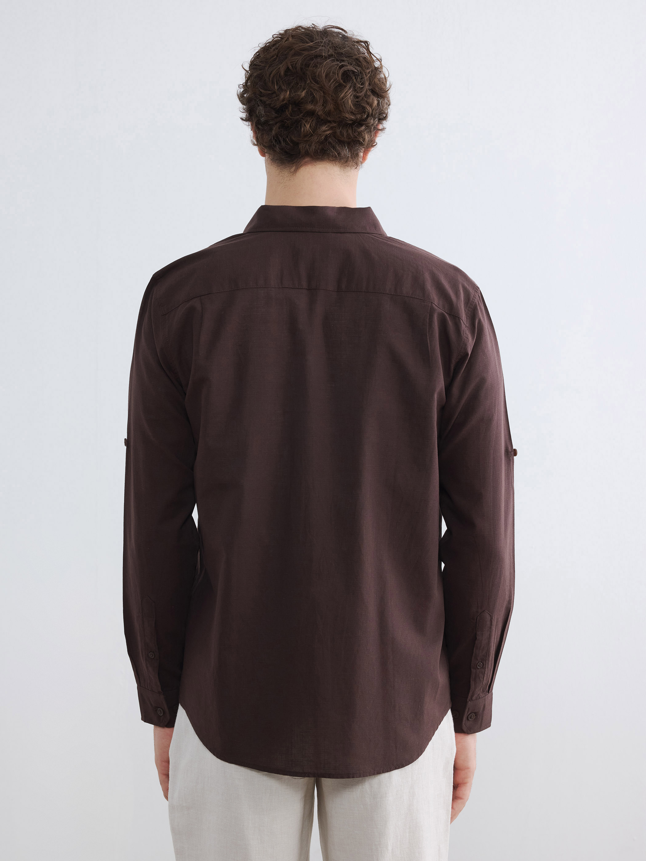 LCWAIKIKI Classic Regular Fit Keten Karışımlı Erkek Gömlek görsel 4
